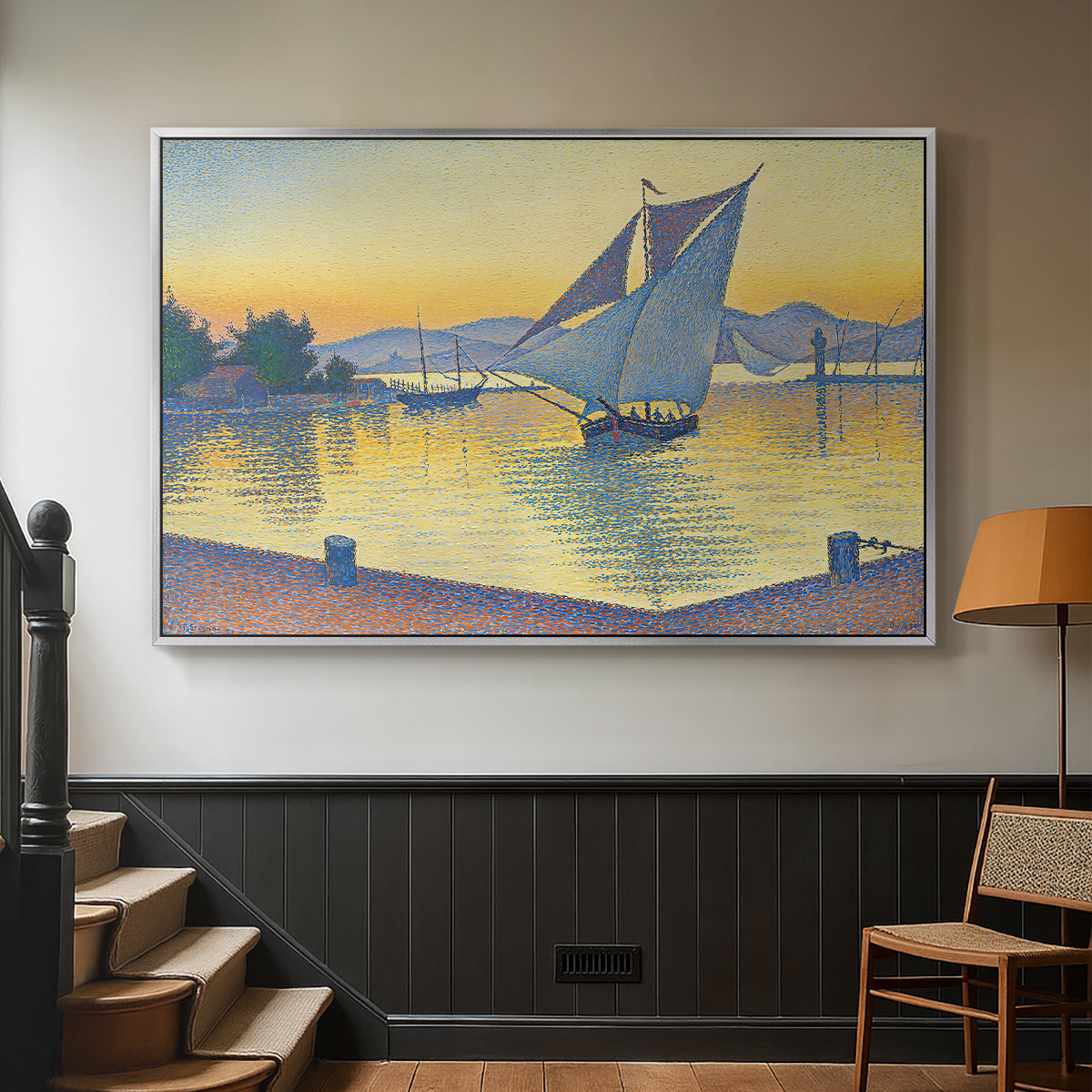 The Port at Sunset, Opus 236, Saint Tropez, 1892 - Floater Framed Canvas Print