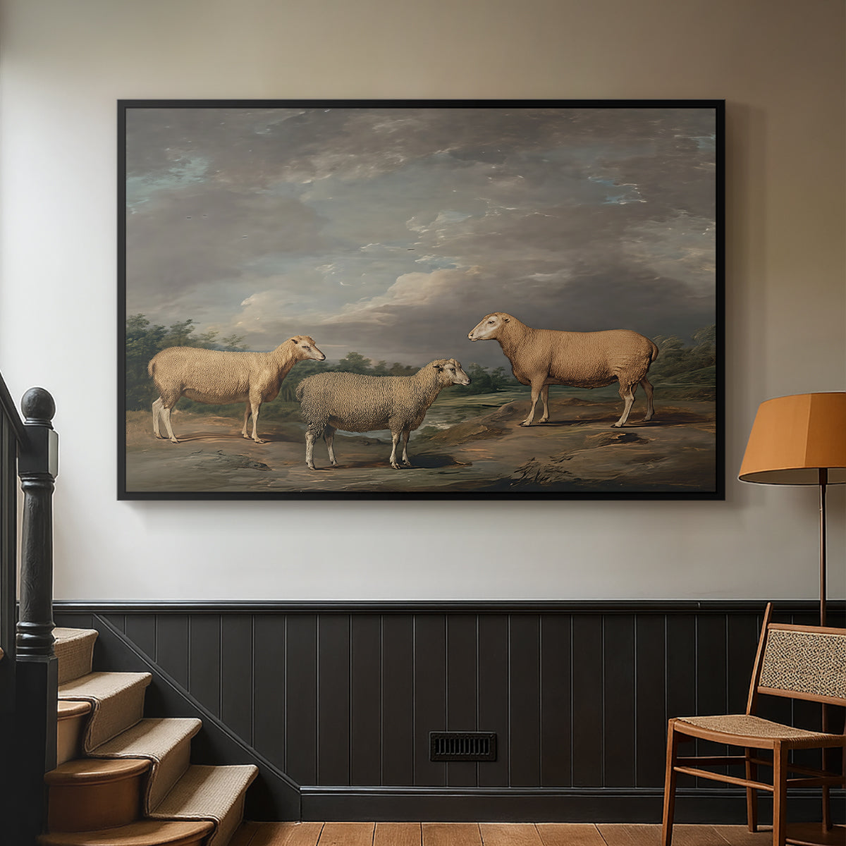 Ryelands Sheep, the King's Ram, the King's Ewe and Lord Somerville's Wether, c. 1801-1807 - Floater Framed Canvas Print