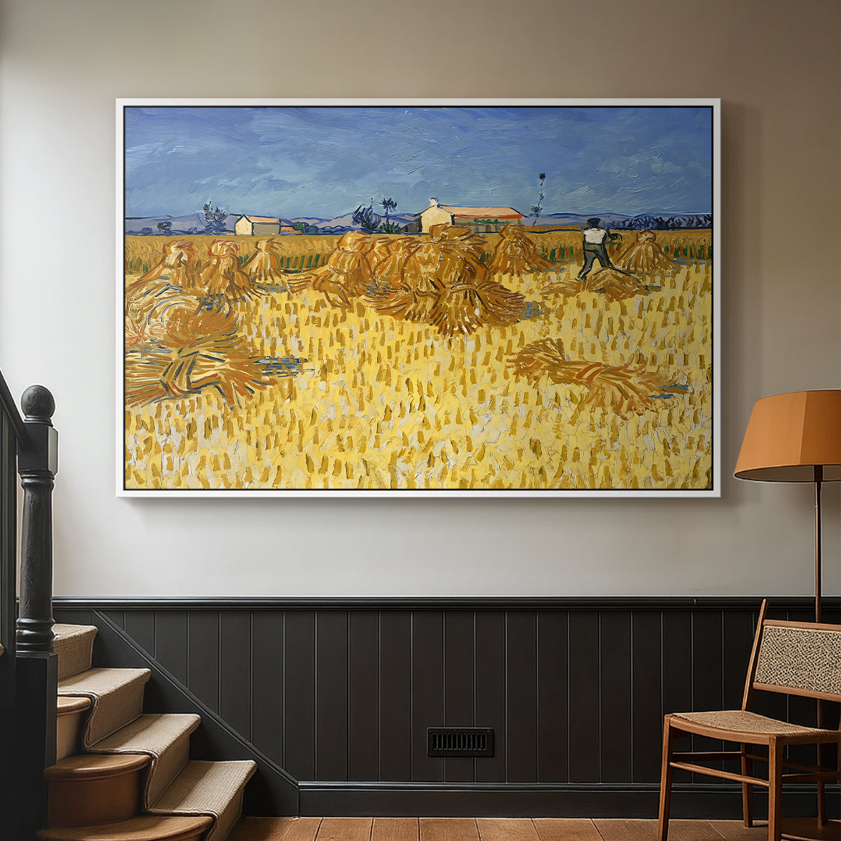 Wheat Field with Sheaves (Harvest in Provence), 1888 - Floater Framed Canvas Print
