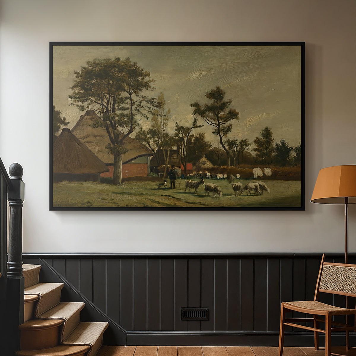 Farmhouse, c. 1865-1875 - Floater Framed Canvas Print