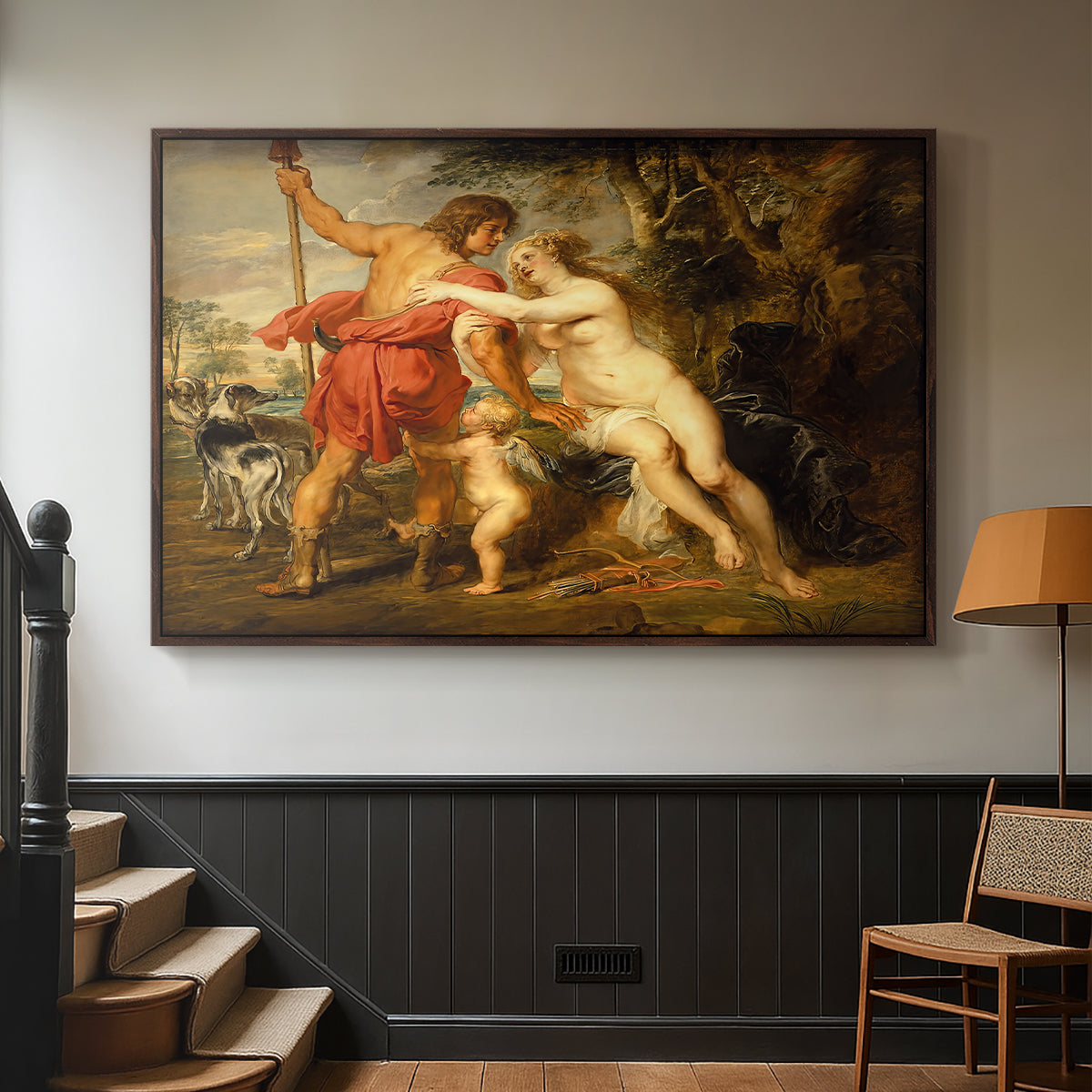 Venus and Adonis, c. 1635 - Floater Framed Canvas Print