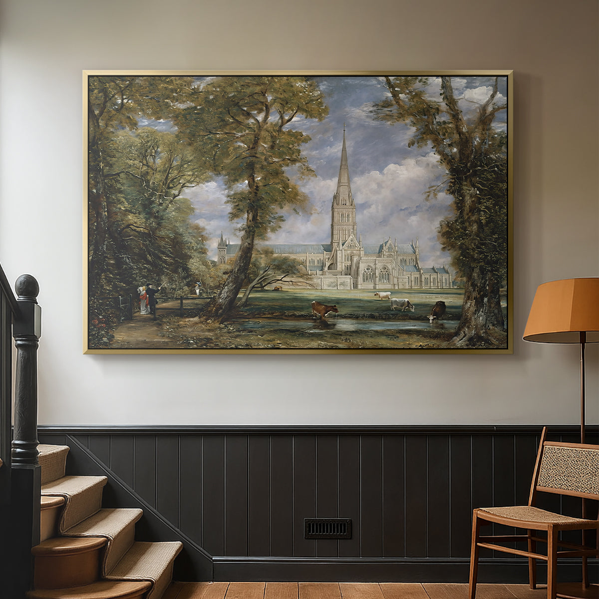 Salisbury Cathedral from the Bishop's Grounds, c. 1825 - Floater Framed Canvas Print