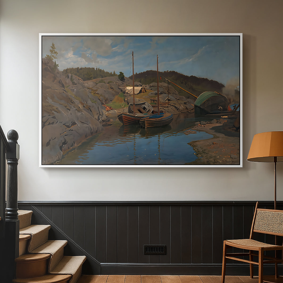 Pilotboats, 1875 - Floater Framed Canvas Print