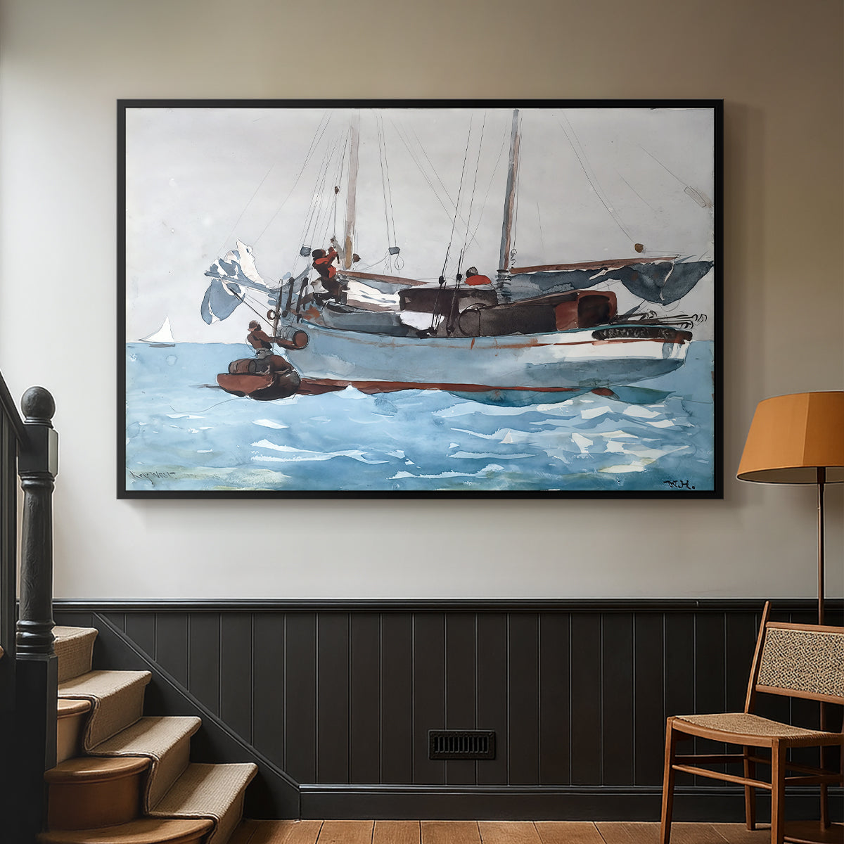 Taking on Wet Provisions, 1903 - Floater Framed Canvas Print