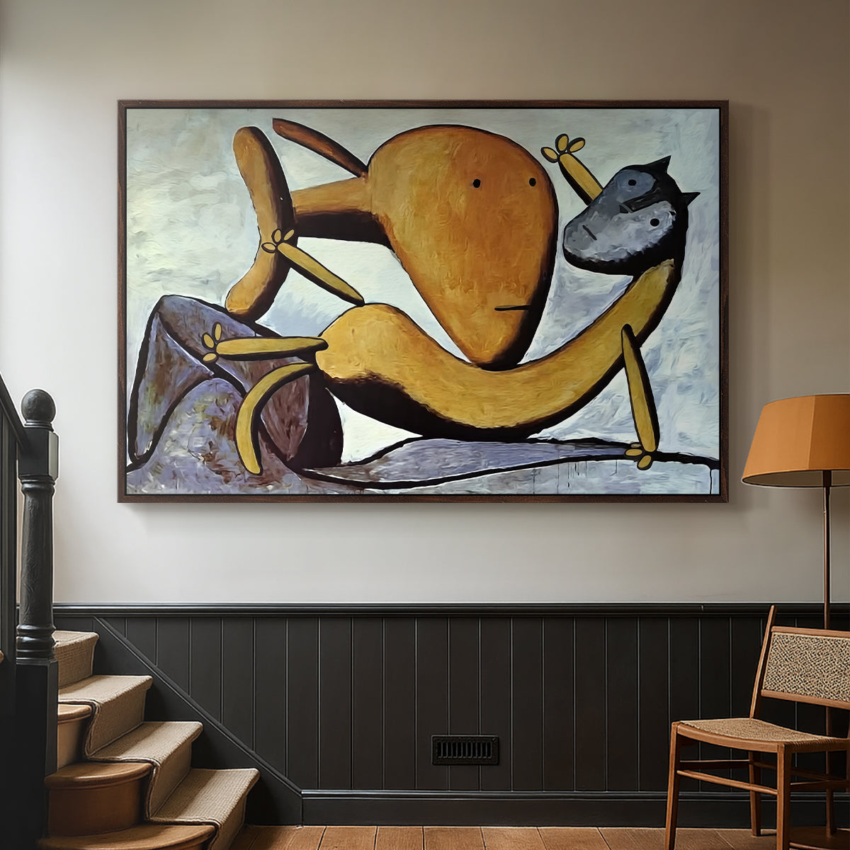 Cat and Big Fish, c. 1931 - Floater Framed Canvas Print