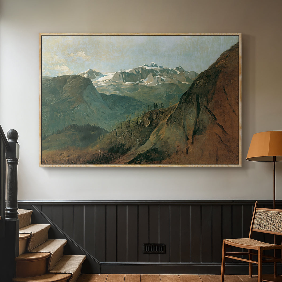 The Dachstein from the Plassen near Hallstatt, 1827 - Floater Framed Canvas Print