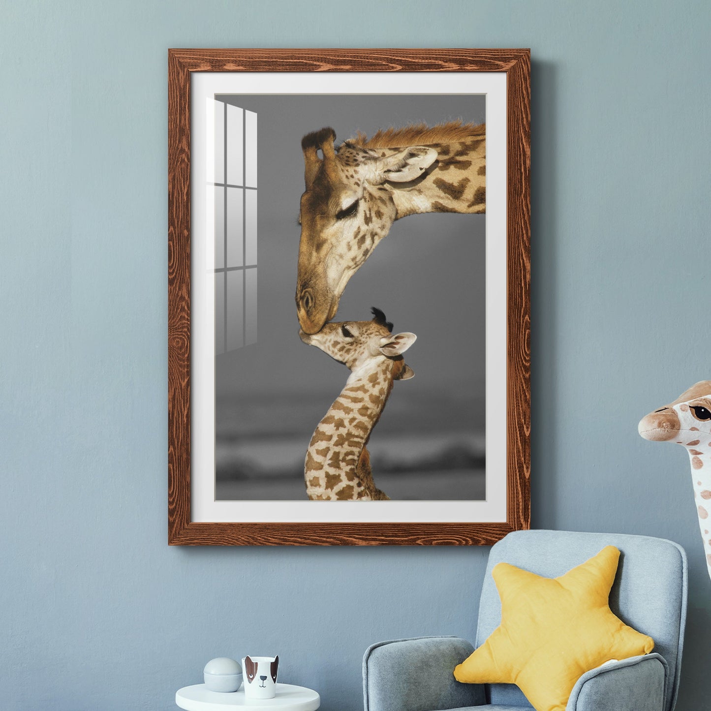 Masai Mara Giraffe Family - Premium Framed Print - Distressed Barnwood Frame - Ready to Hang