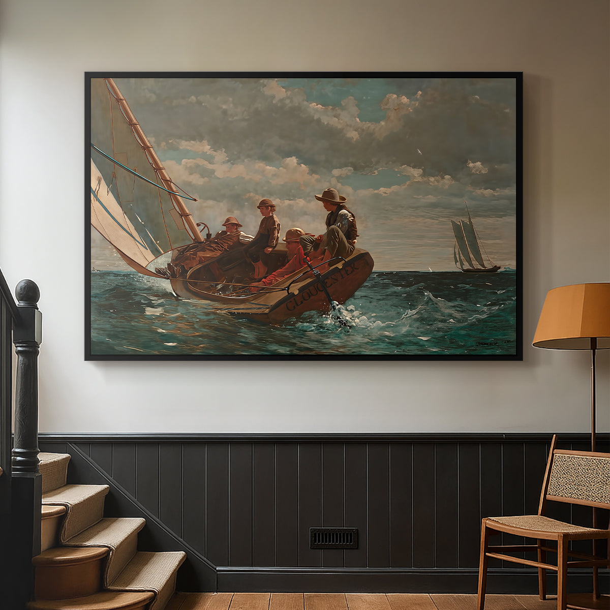 Breezing Up (A Fair Wind), 1873-1876 - Floater Framed Canvas Print