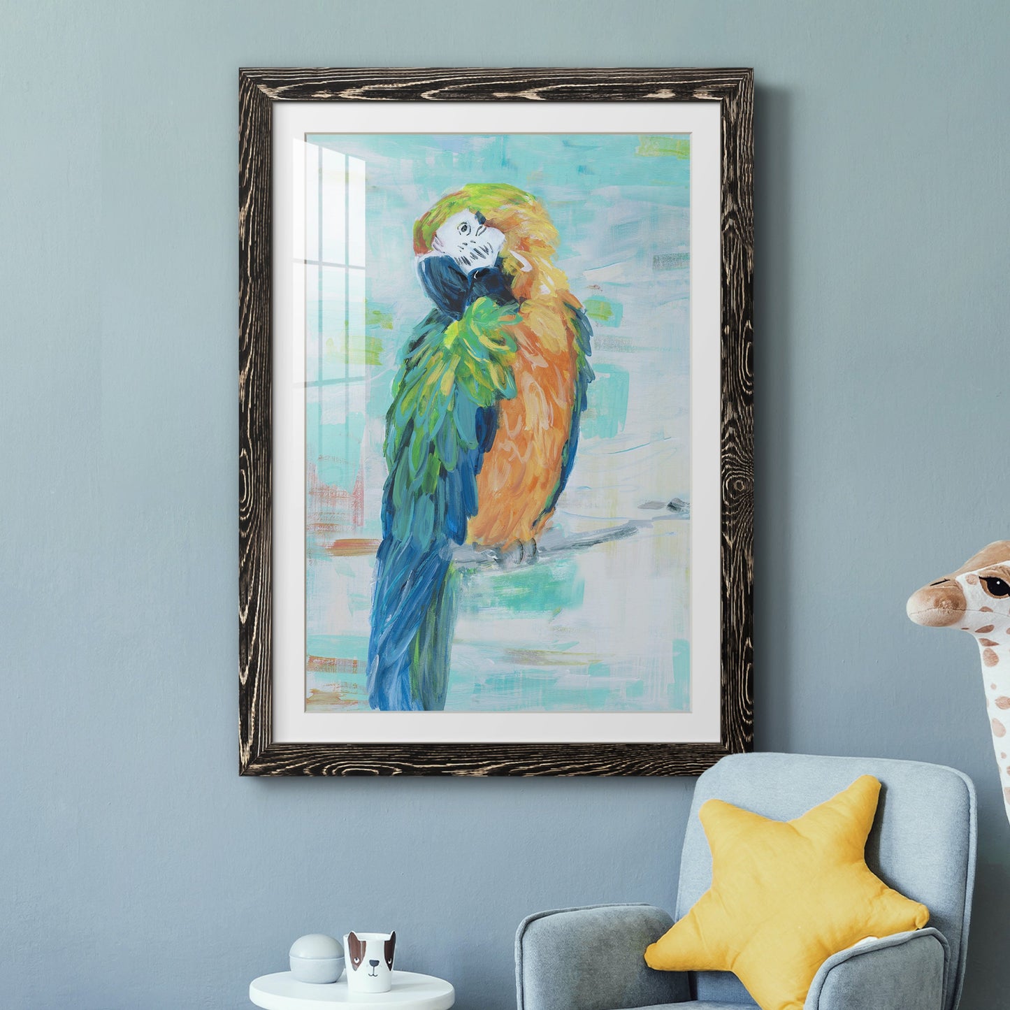 Island Parrot II - Premium Framed Print - Distressed Barnwood Frame - Ready to Hang