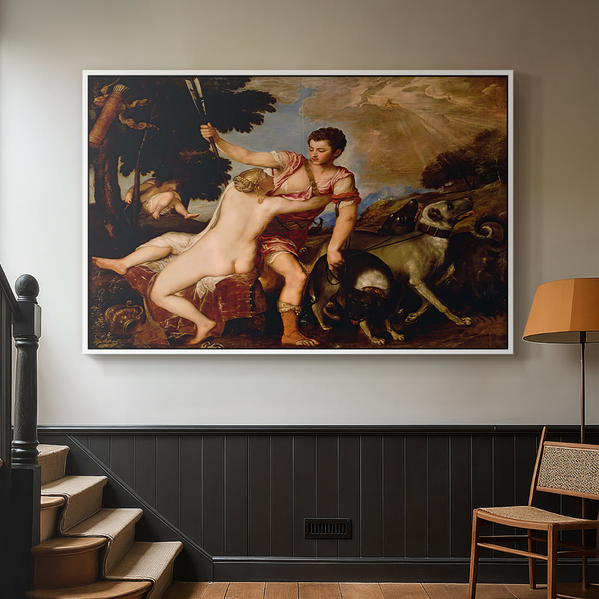 Venus and Adonis, 1554 - Floater Framed Canvas Print