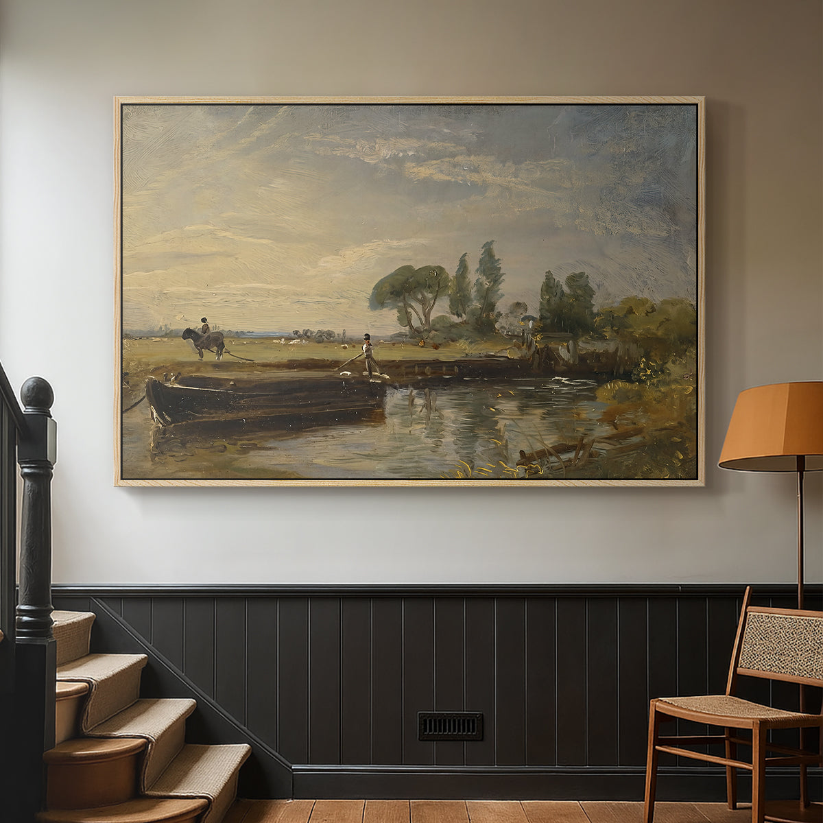 Barge below Flatford Lock, c. 1810 - Floater Framed Canvas Print