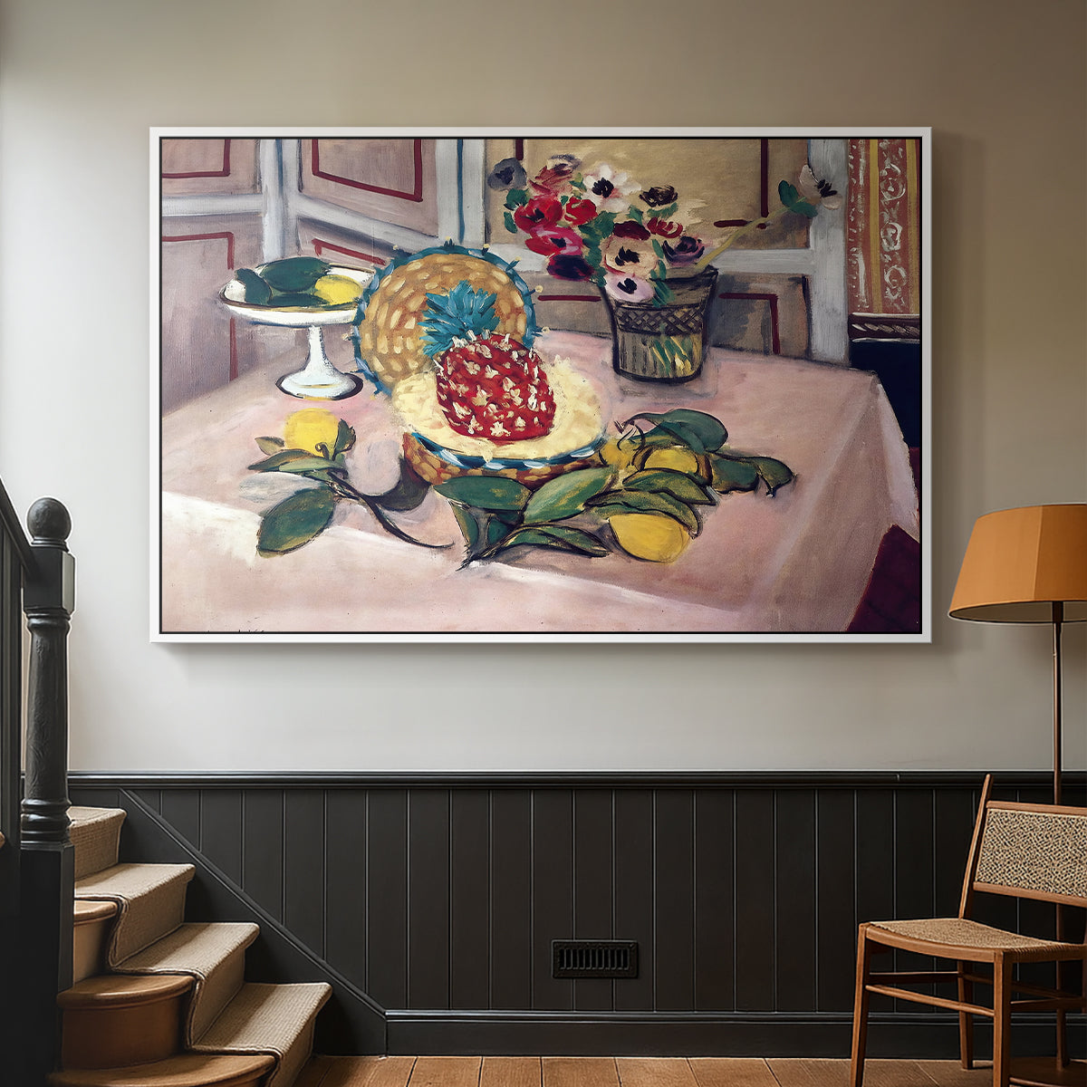 Still Life with Pineapple and Lemons, 1925 - Floater Framed Canvas Print