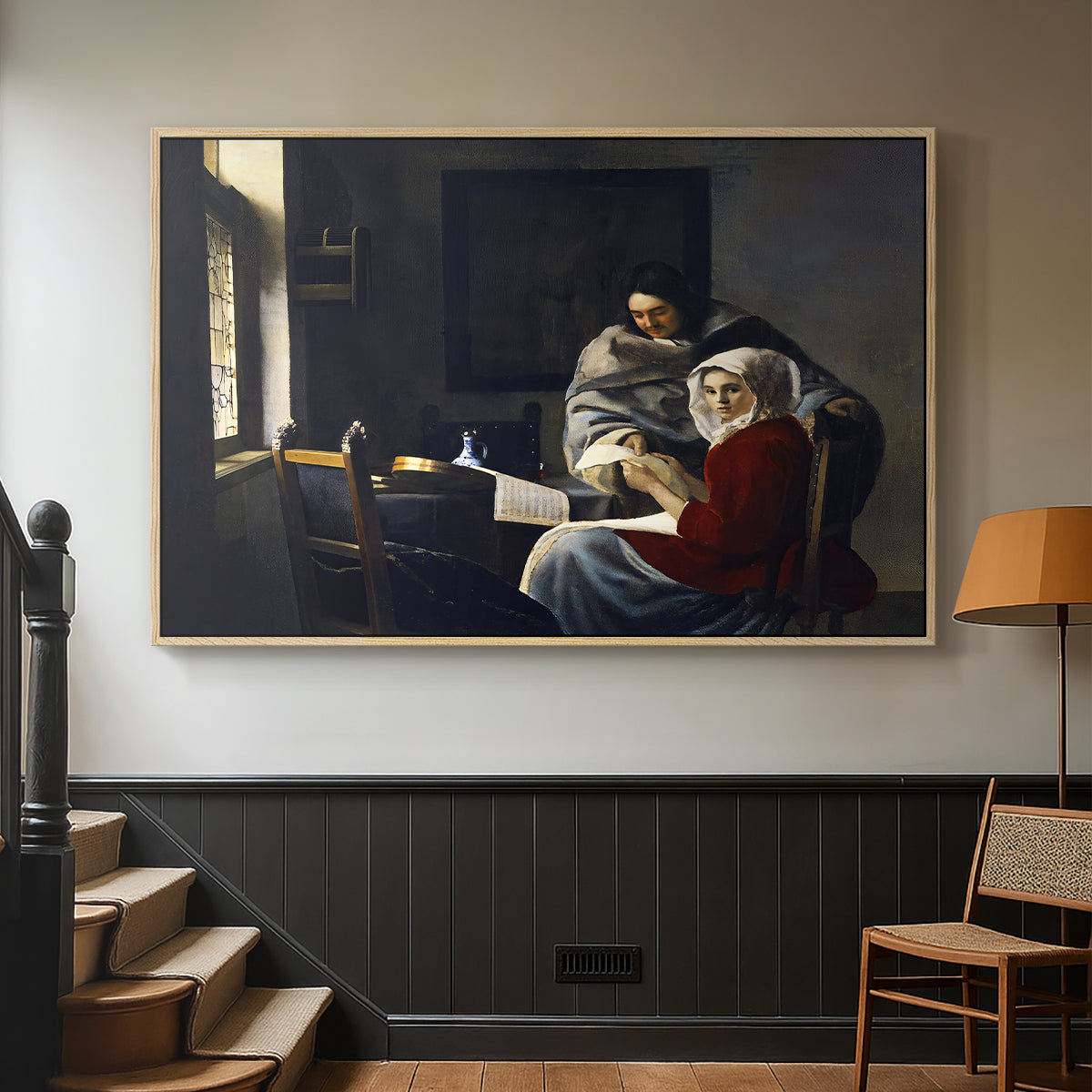 Girl Interrupted at Her Music, c. 1658-1659 - Floater Framed Canvas Print