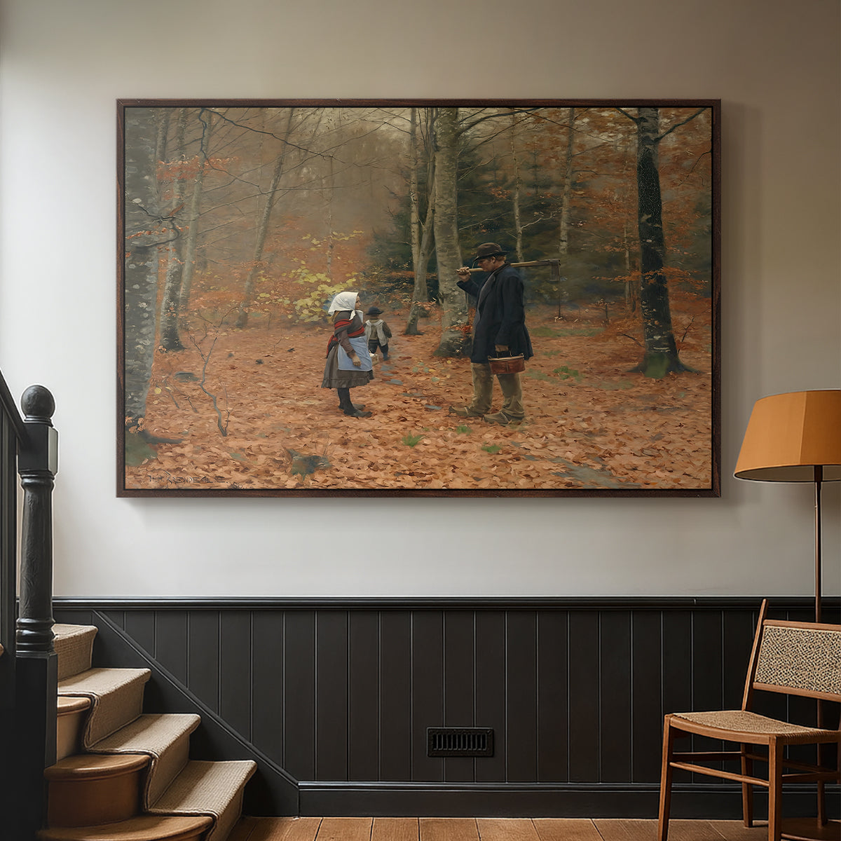 The Woodman and his Children, 1886 - Floater Framed Canvas Print