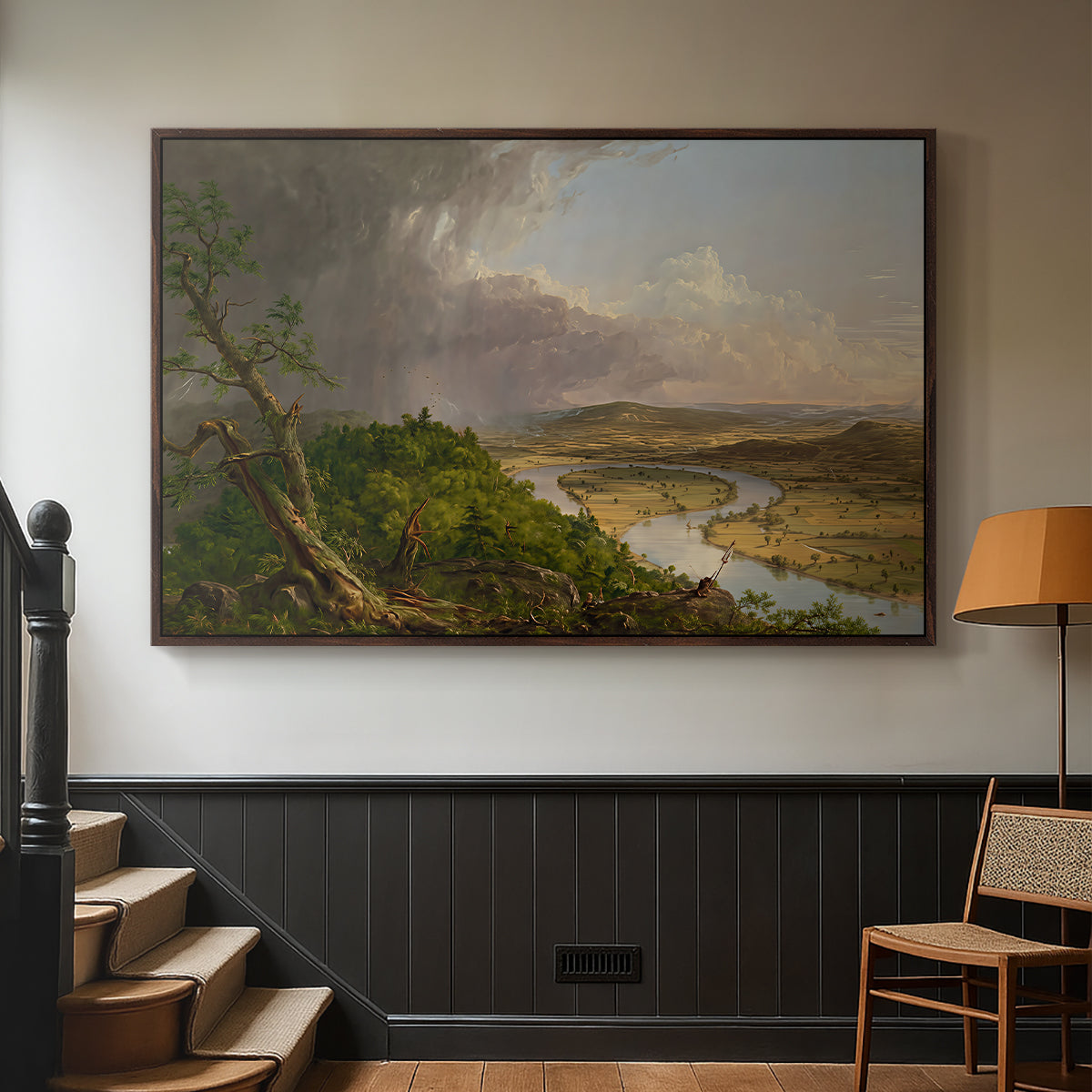 View from Mount Holyoke, Northampton, Massachusetts, after a Thunderstorm (Oxbow), 1836 - Floater Framed Canvas Print