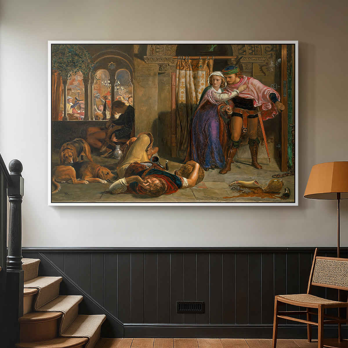 The Flight of Madeline and Porphyro, 1848 - Floater Framed Canvas Print
