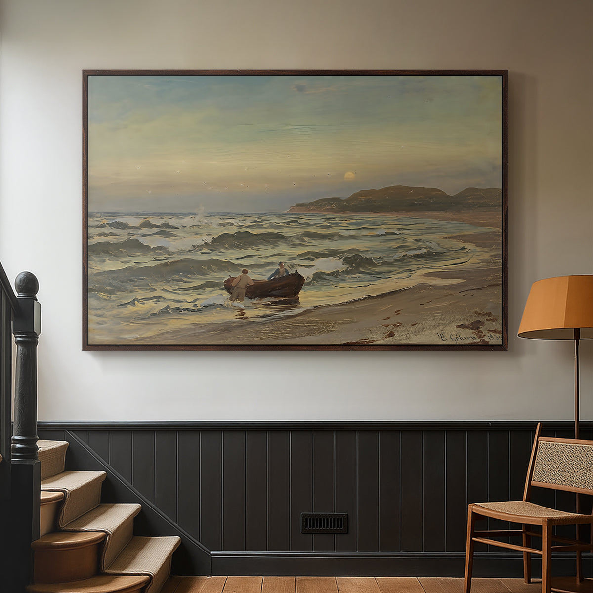 Storm at Rügen, 1882 - Floater Framed Canvas Print