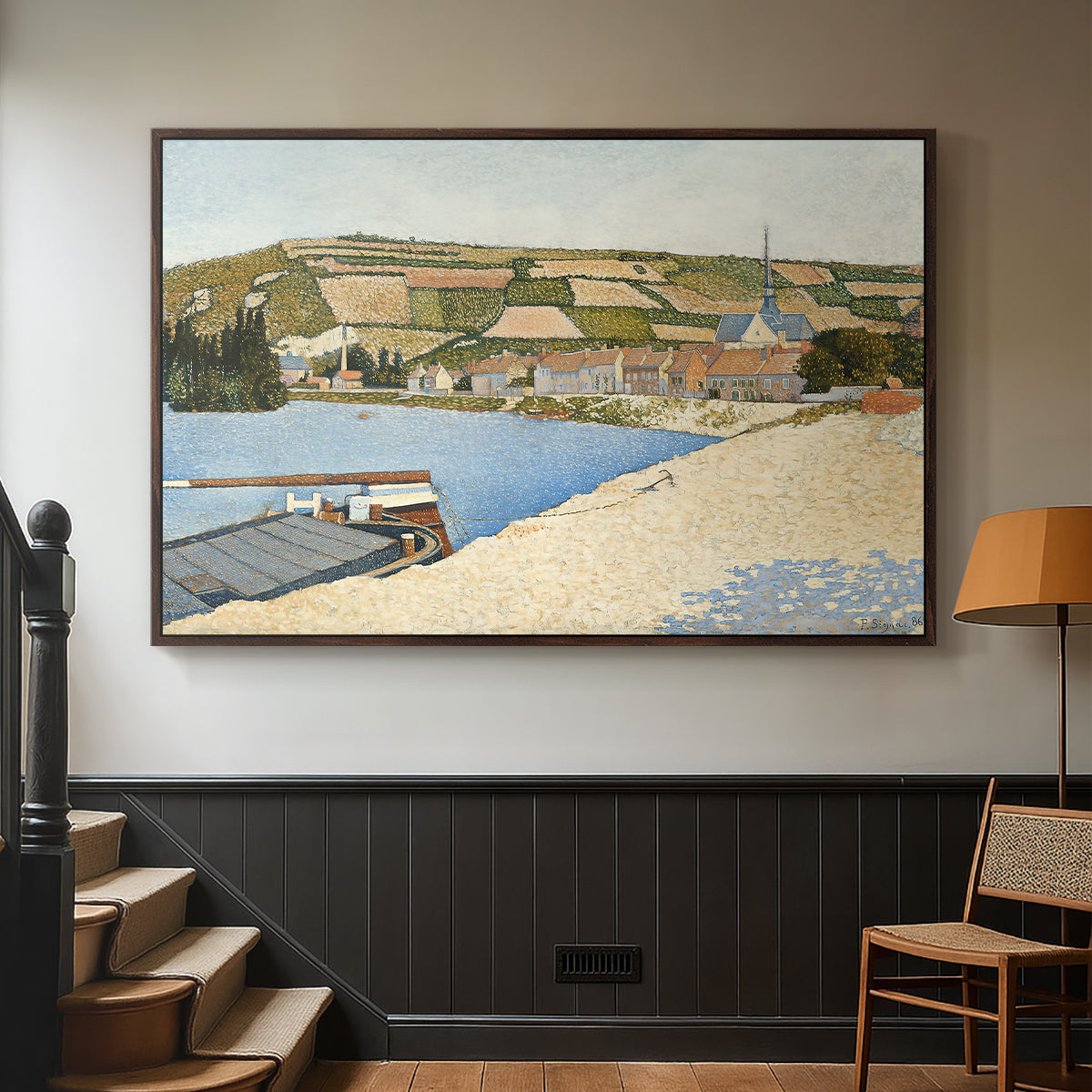 The Riverbank, Les Andelys, 1886 - Floater Framed Canvas Print