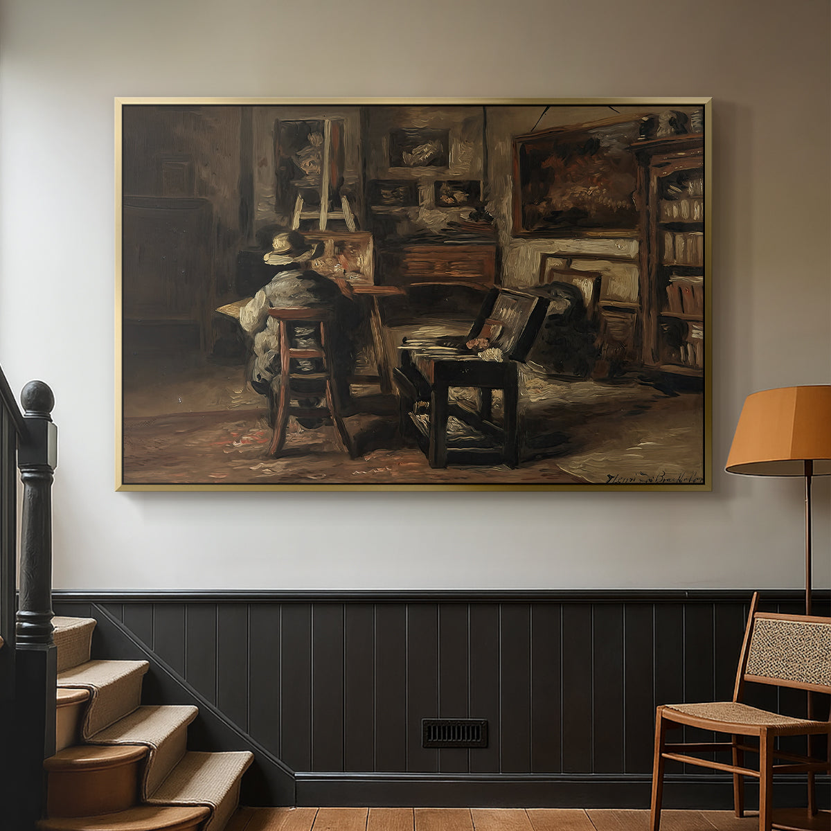 The Studio of Ferdinand De Braekeleer I, Father of the Painter, c. 1873-1885 - Floater Framed Canvas Print