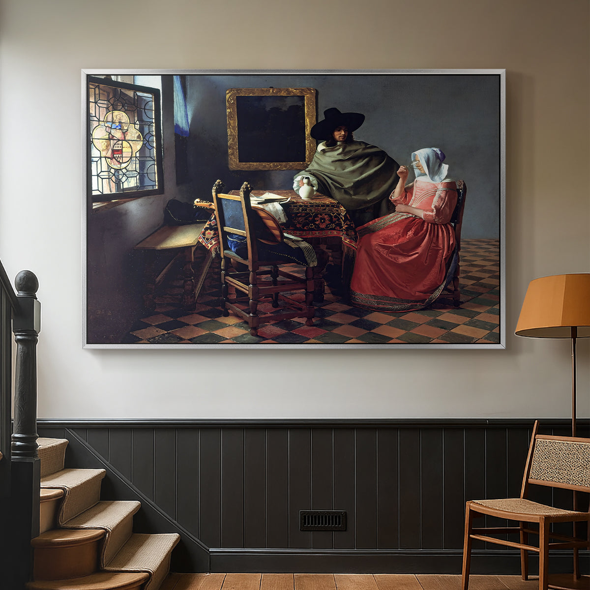 The Glass of Wine, c. 1660 - Floater Framed Canvas Print