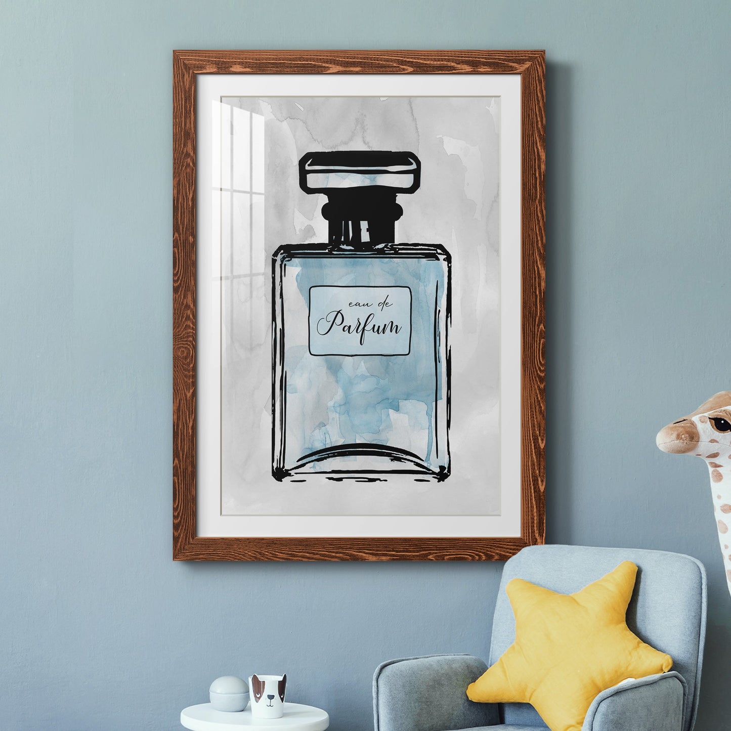 Blue Wash Perfume - Premium Framed Print - Distressed Barnwood Frame - Ready to Hang