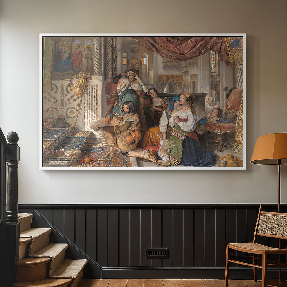 Roman Pilgrims, 1854 - Floater Framed Canvas Print