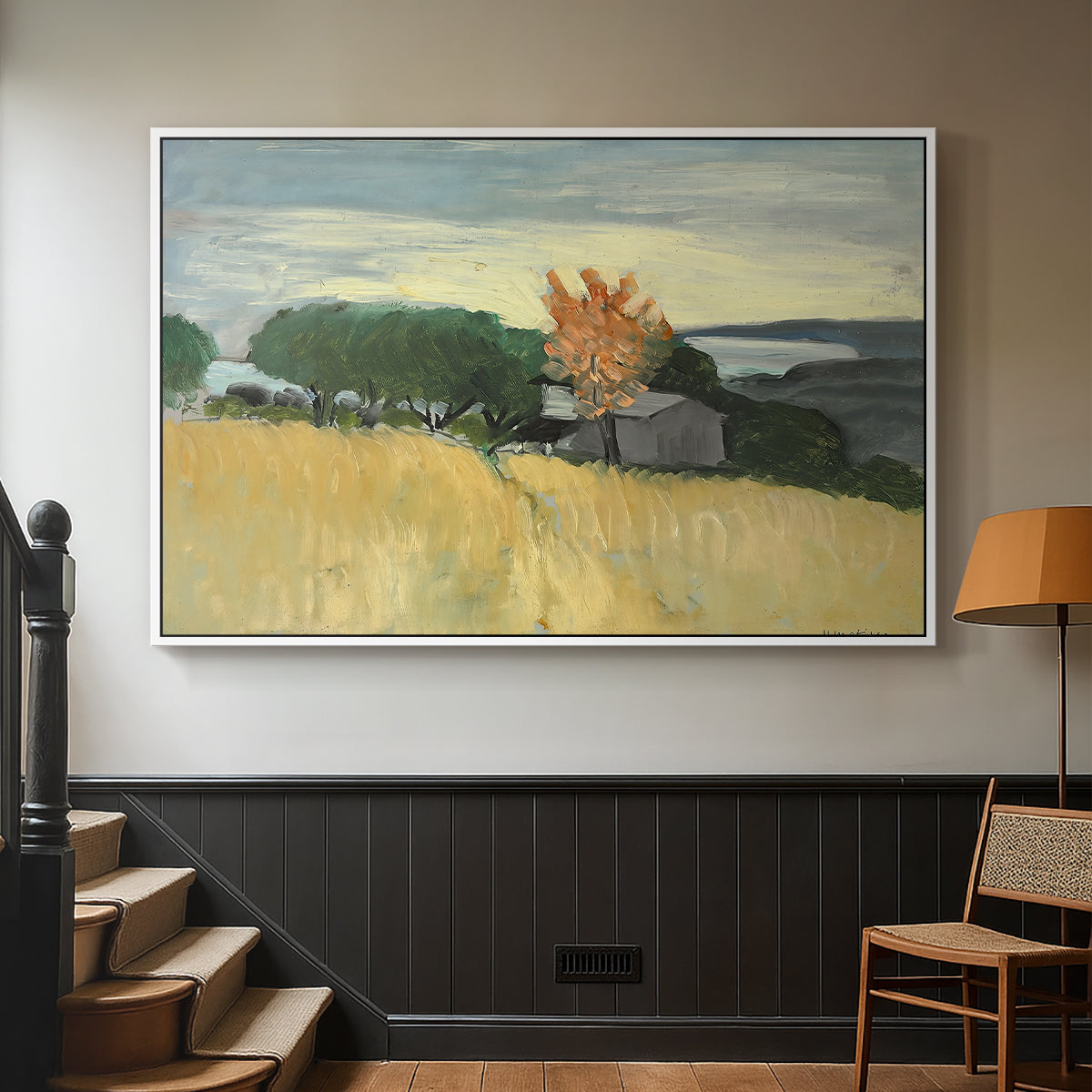 Fields of Wheat in Cagnes, 1918 - Floater Framed Canvas Print