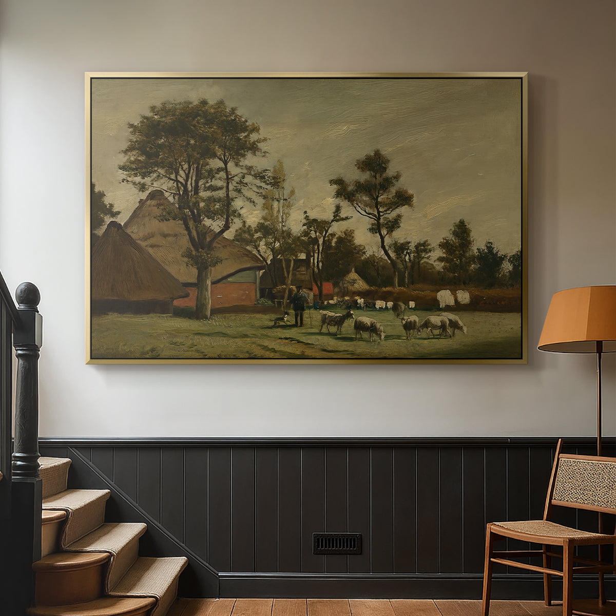 Farmhouse, c. 1865-1875 - Floater Framed Canvas Print