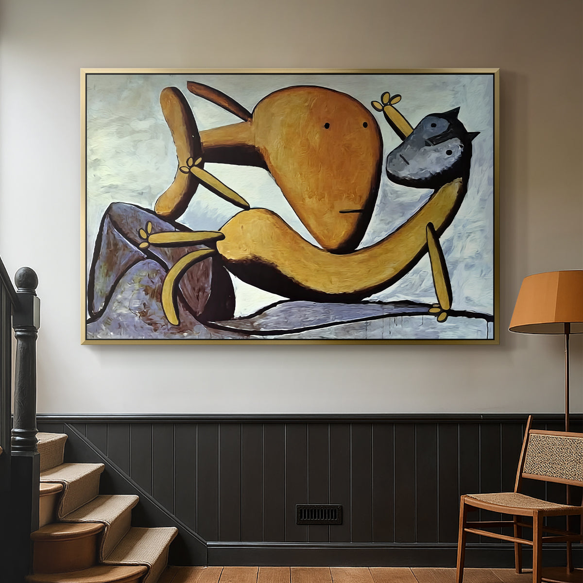 Cat and Big Fish, c. 1931 - Floater Framed Canvas Print