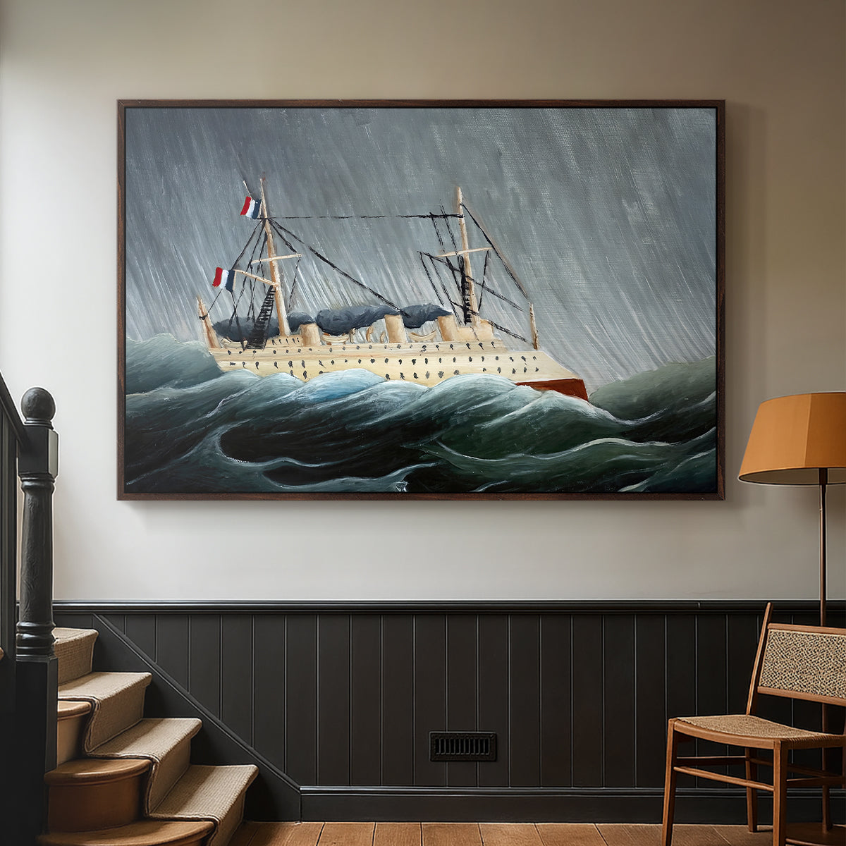 A Ship in the Storm, c. 1899 - Floater Framed Canvas Print