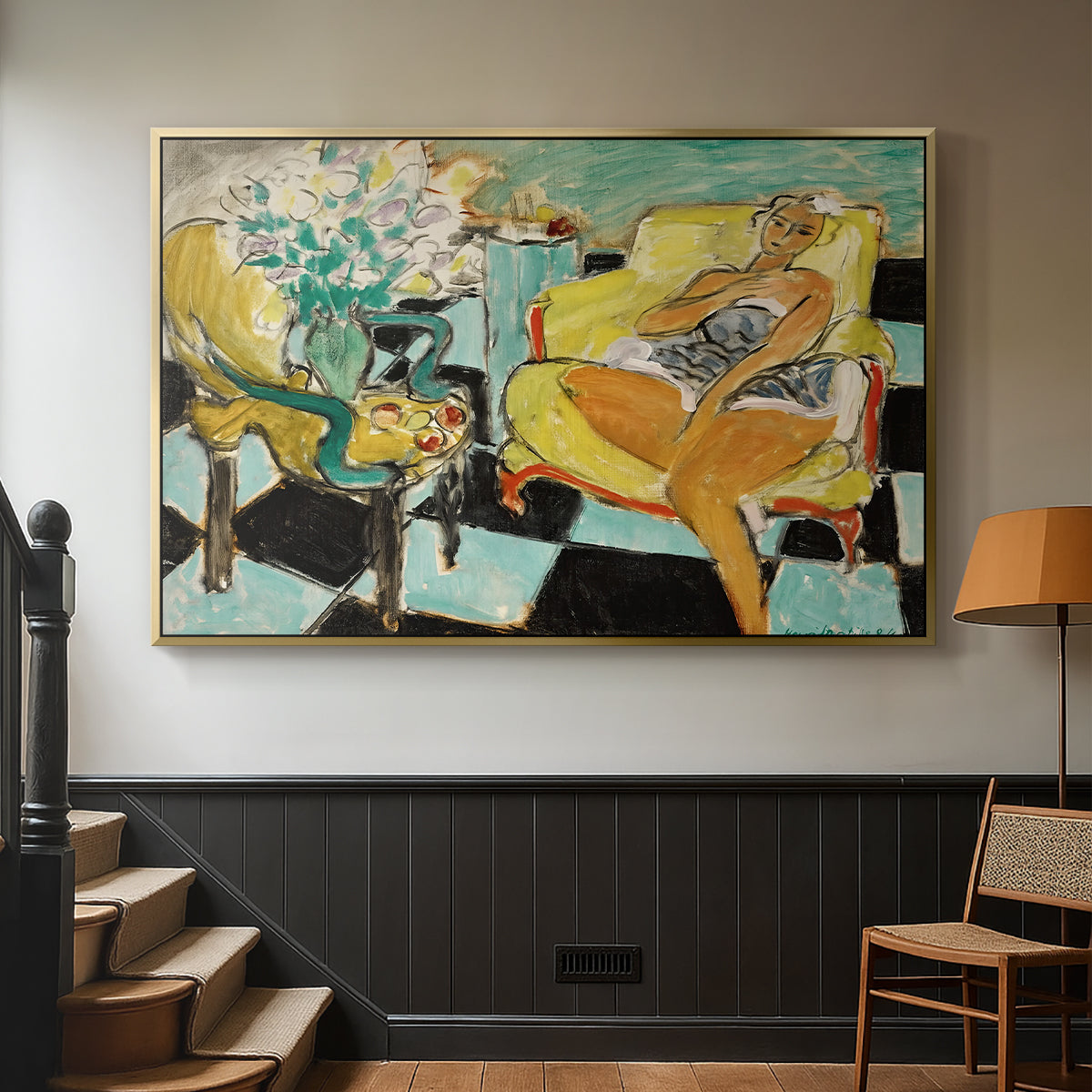 Seated Woman with Flower, 1942 - Floater Framed Canvas Print