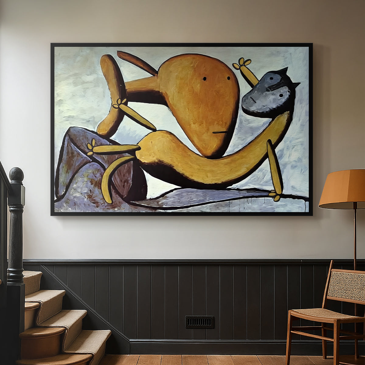 Cat and Big Fish, c. 1931 - Floater Framed Canvas Print