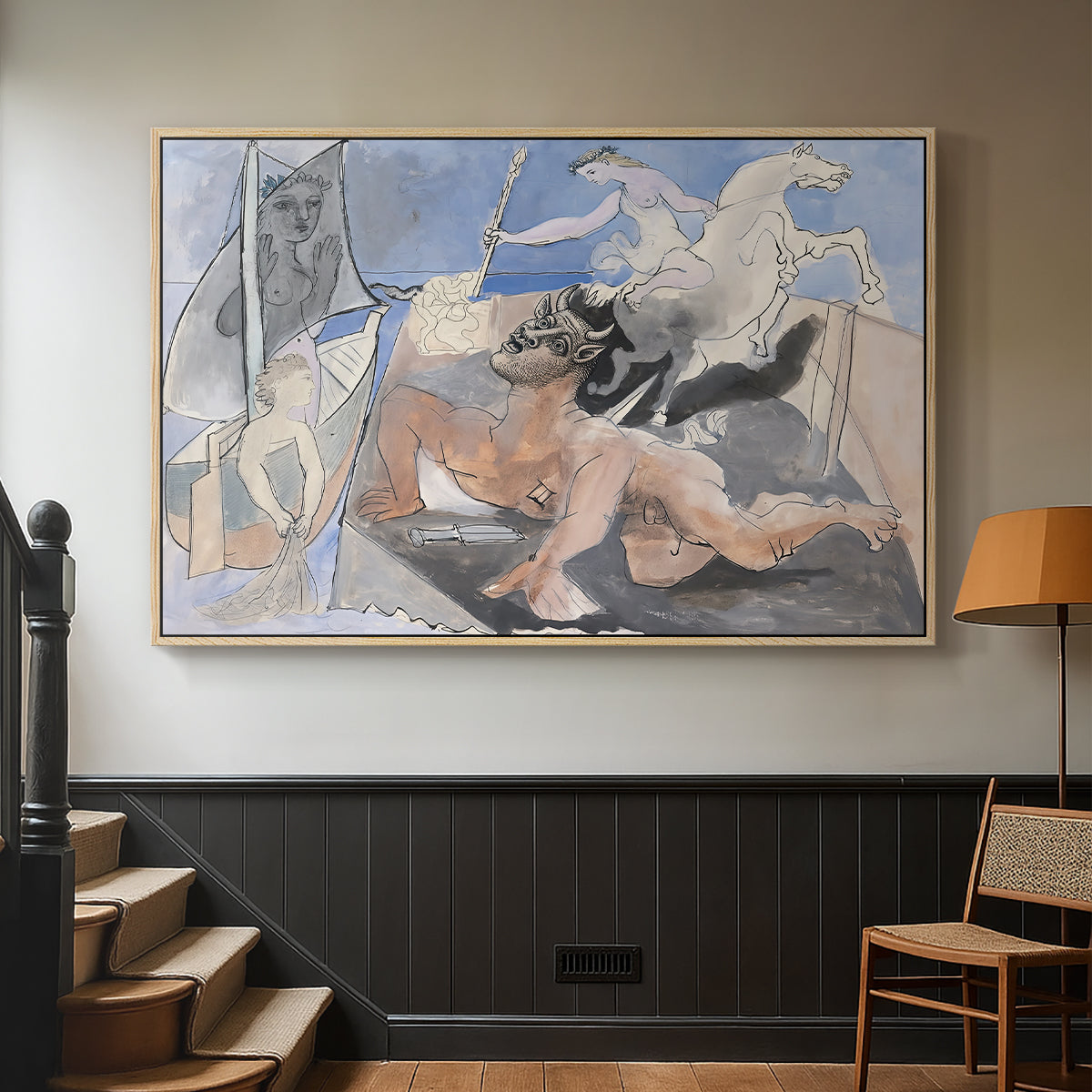 Composition with Minotaur, 1936 - Floater Framed Canvas Print