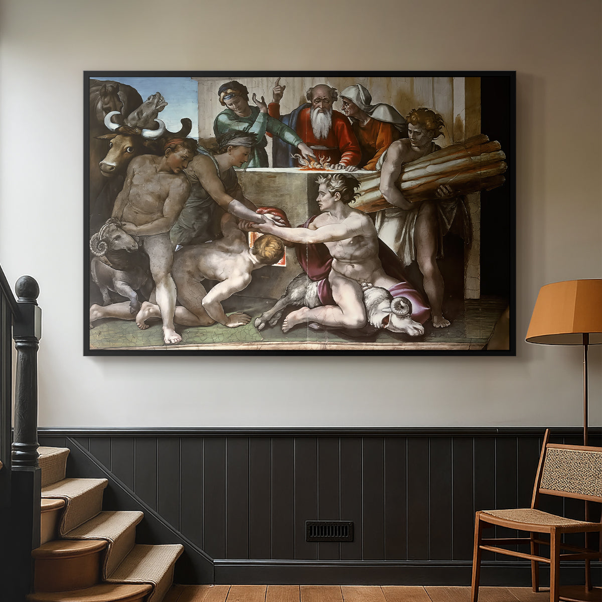 The Sacrifice of Noah (Sistine Chapel), 1509 - Floater Framed Canvas Print