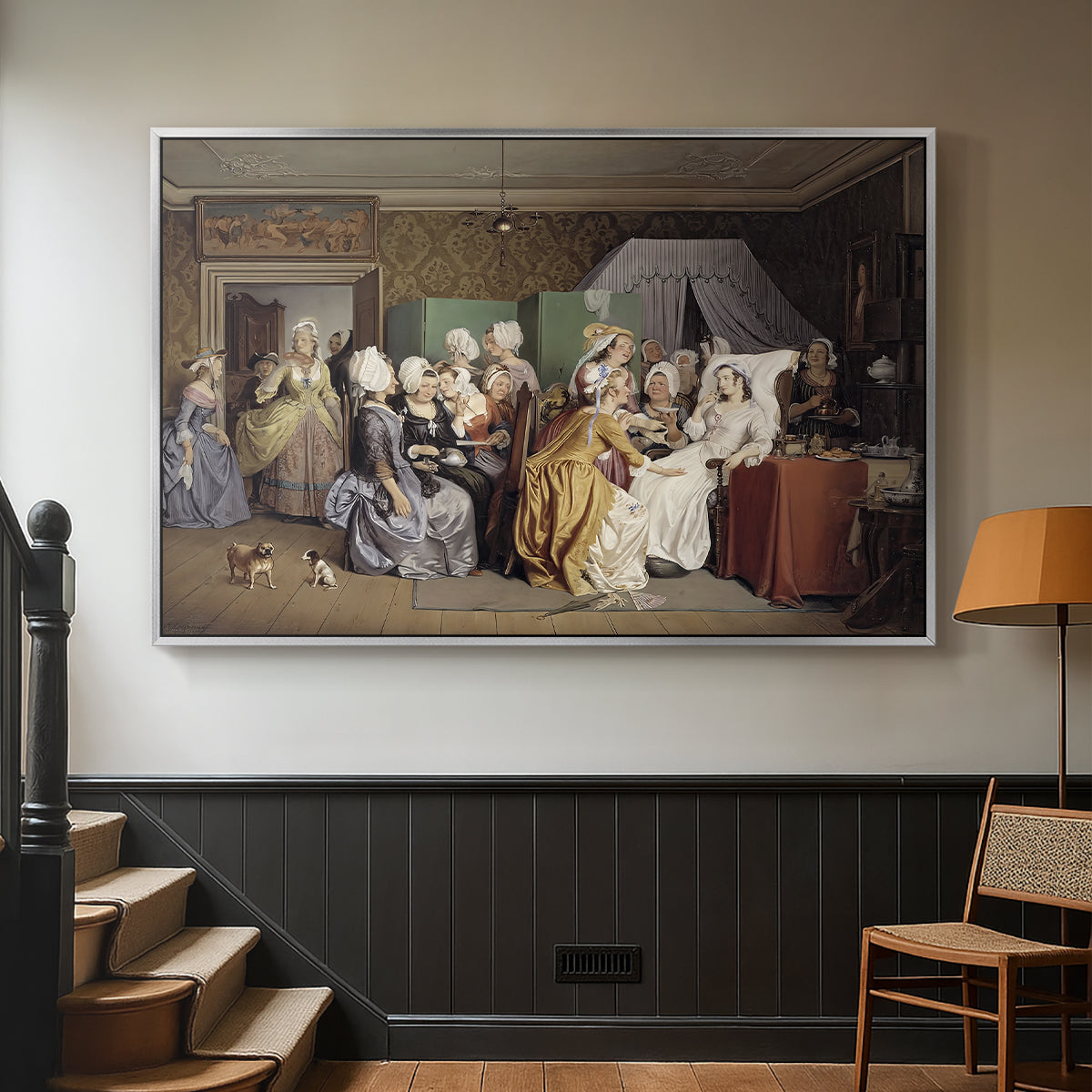 The Maternity Room (Scene from "Barselstuen"), 1845 - Floater Framed Canvas Print