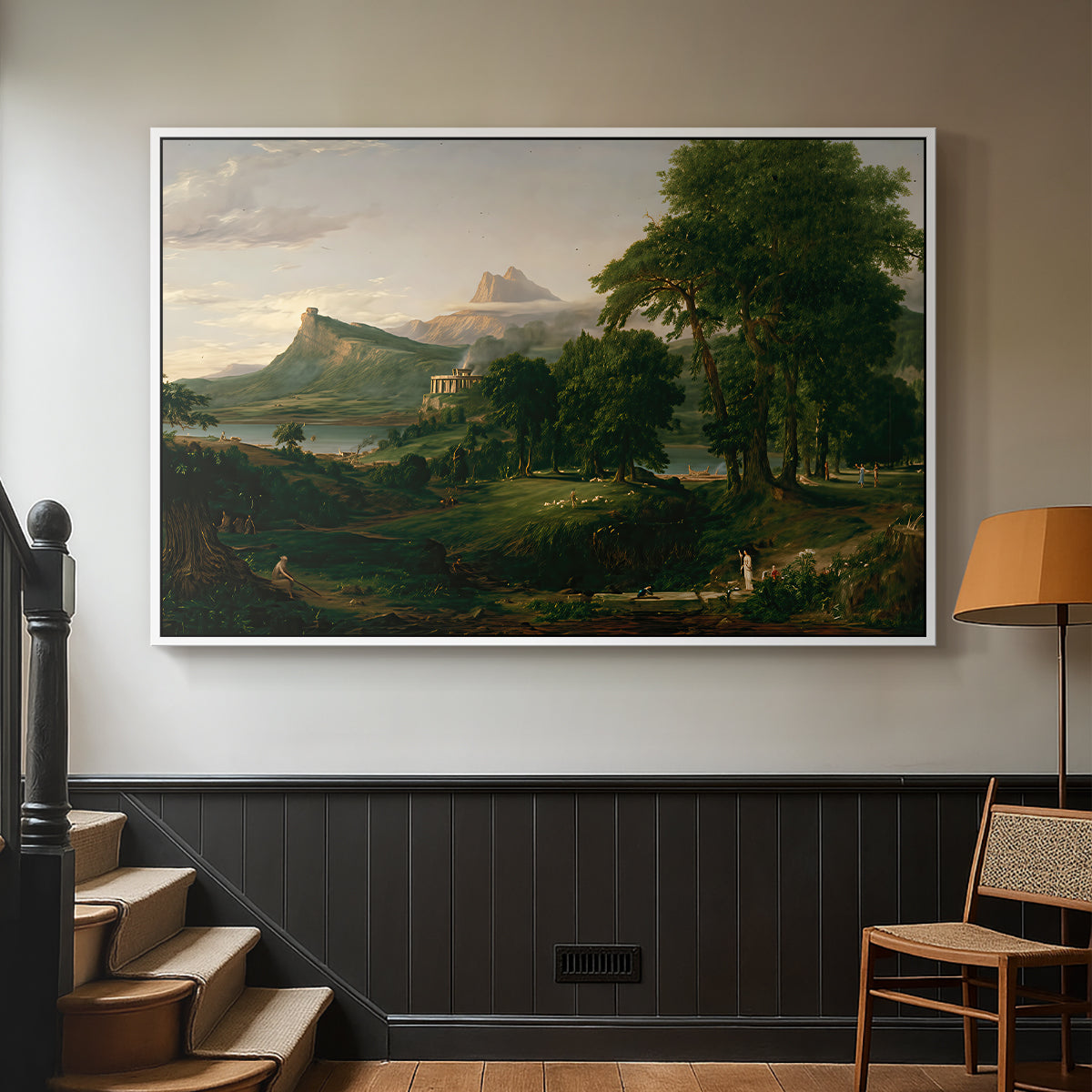 The Course of Empire: The Arcadian or Pastoral State, 1834 - Floater Framed Canvas Print