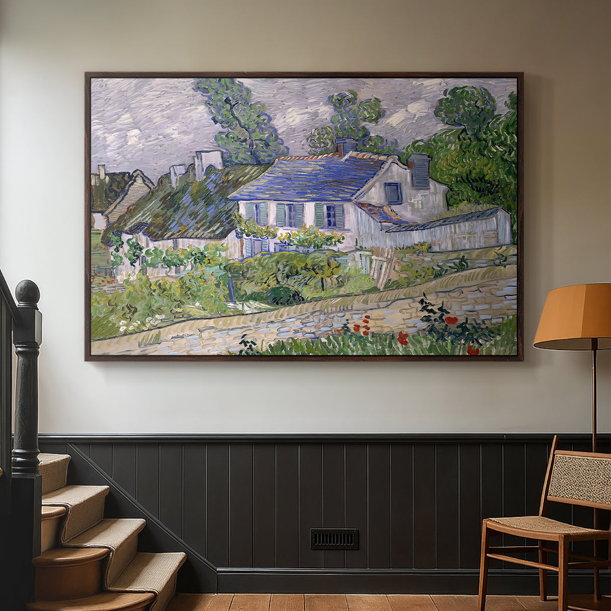 Houses in Auvers, 1890 - Floater Framed Canvas Print