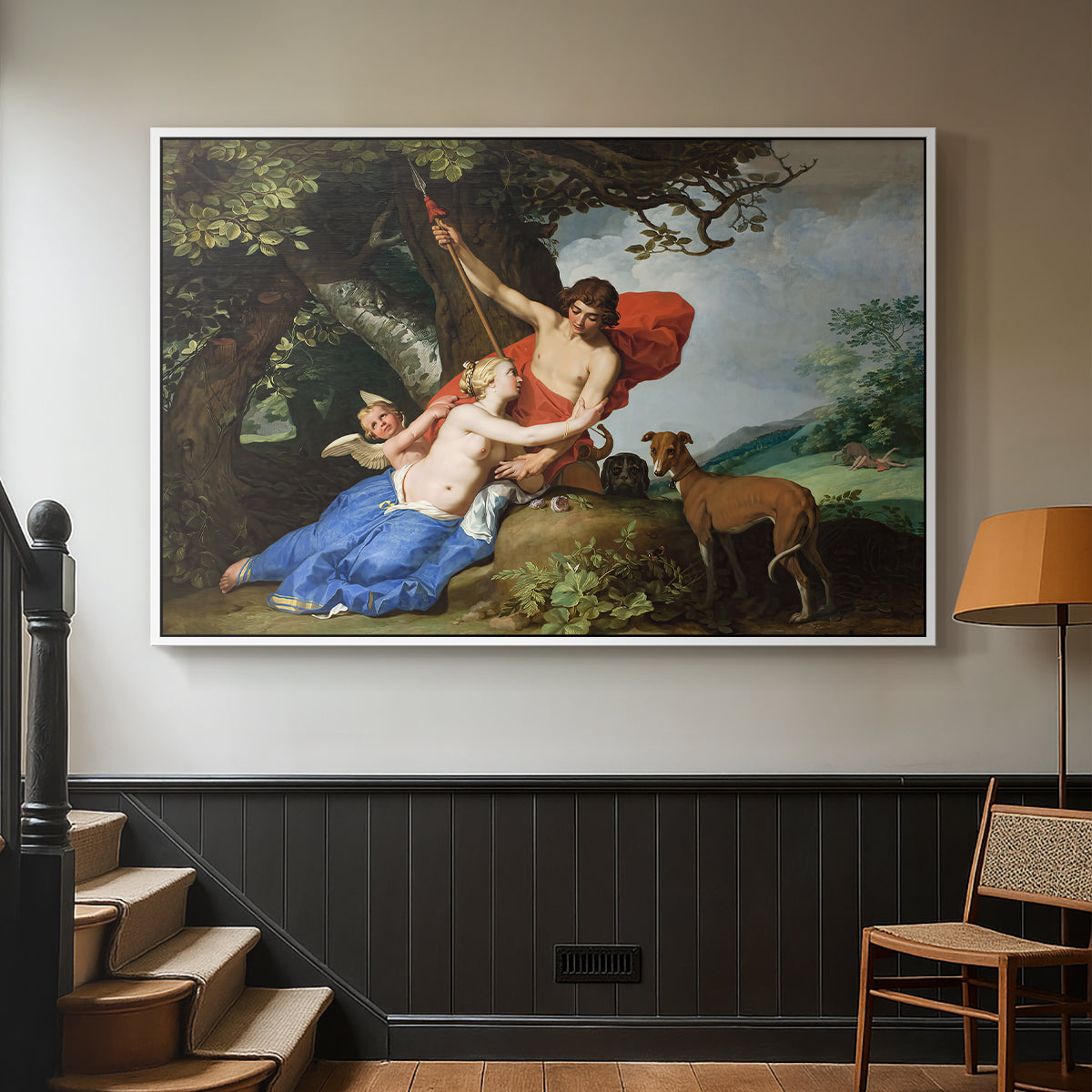 Venus and Adonis, 1632 - Floater Framed Canvas Print
