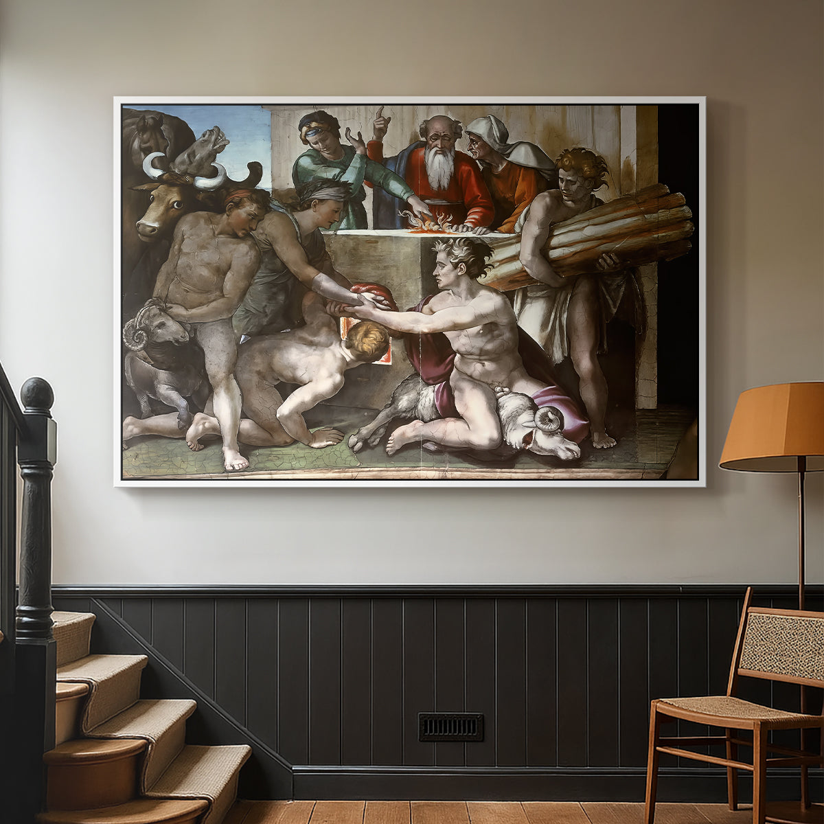 The Sacrifice of Noah (Sistine Chapel), 1509 - Floater Framed Canvas Print