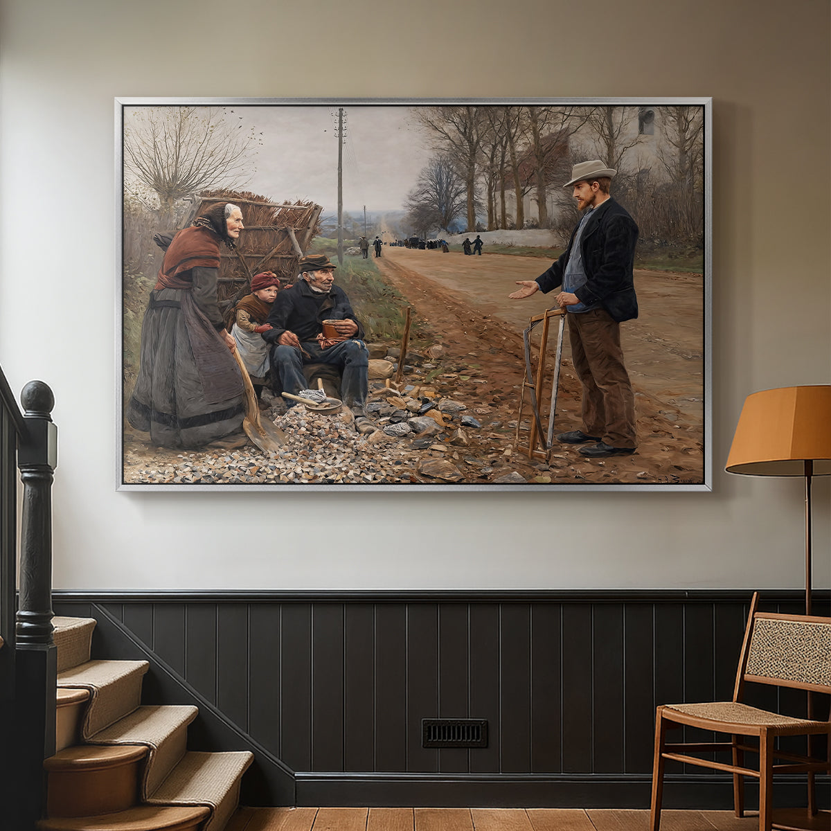 People by a Road, 1893 - Floater Framed Canvas Print