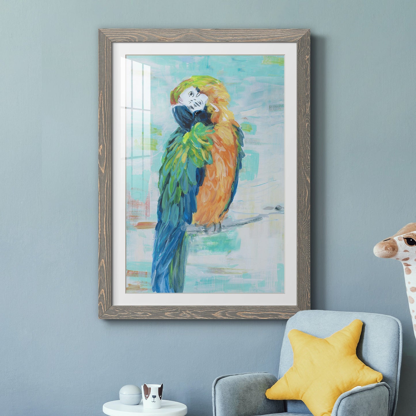 Island Parrot II - Premium Framed Print - Distressed Barnwood Frame - Ready to Hang