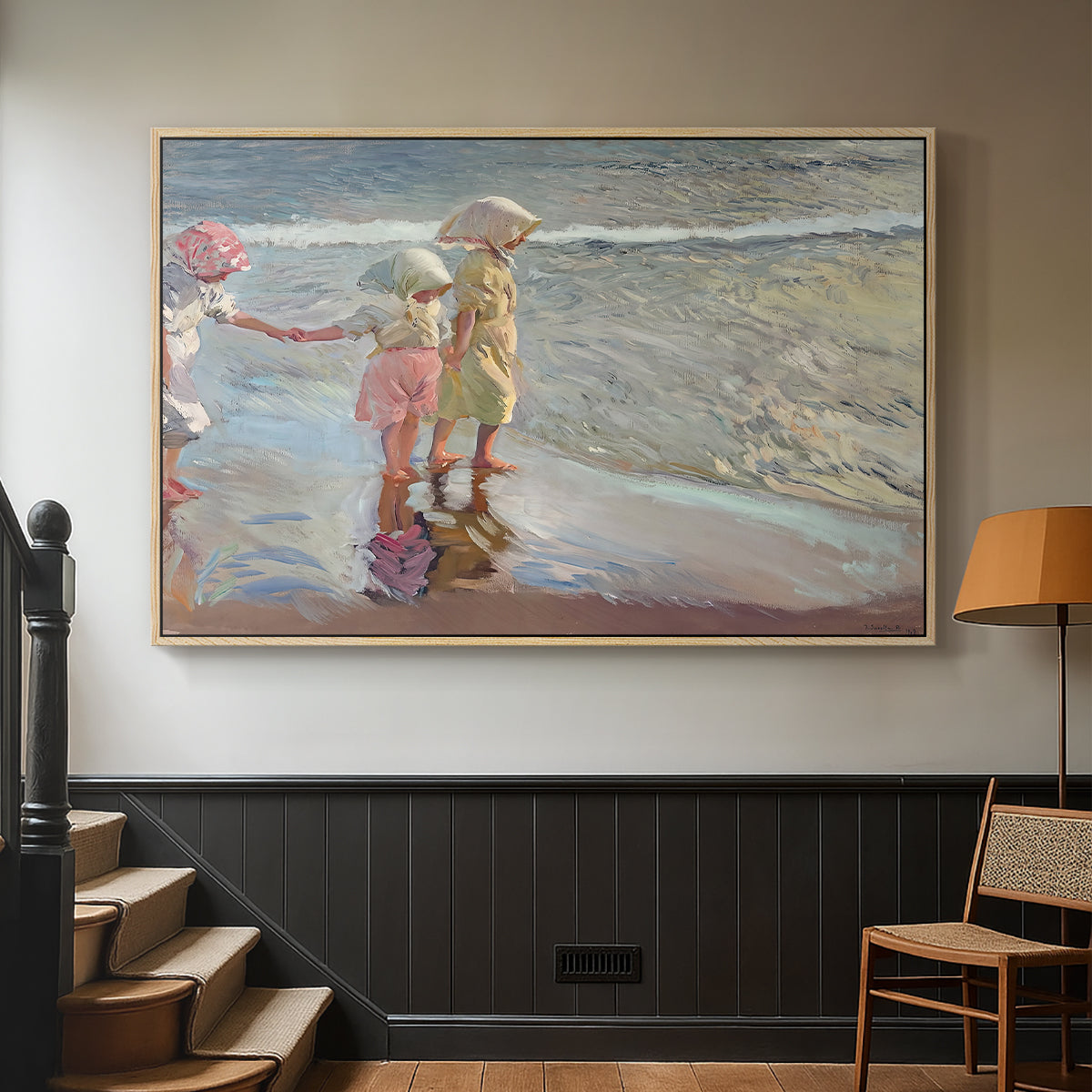 The Three Sisters on the Beach, 1908 - Floater Framed Canvas Print