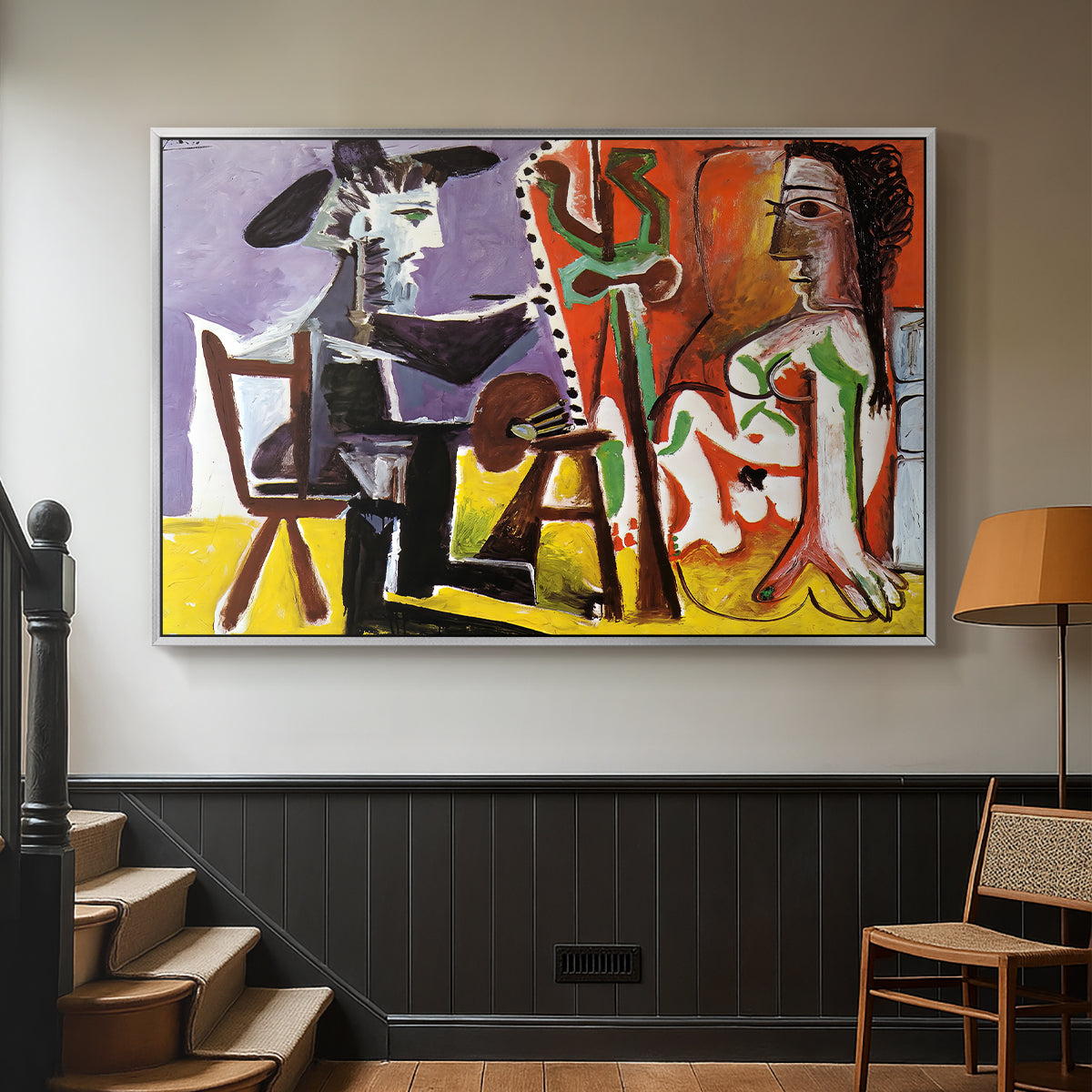The Painter and His Model, 1963 - Floater Framed Canvas Print