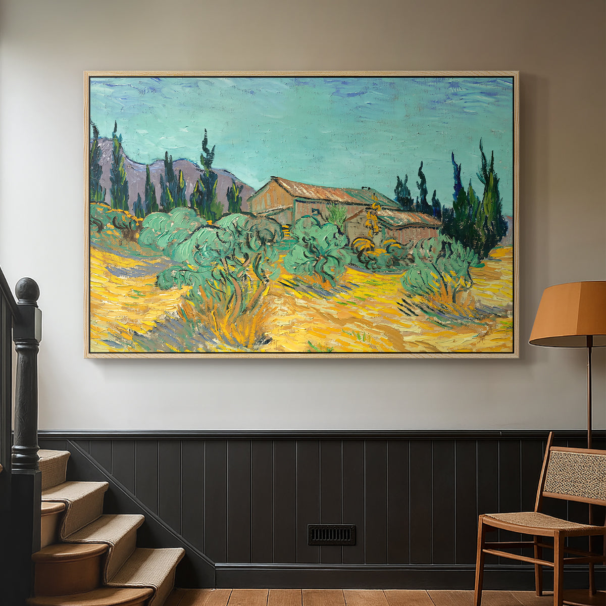 Wooden Sheds Among the Olive Trees and Cypresses, 1889 - Floater Framed Canvas Print