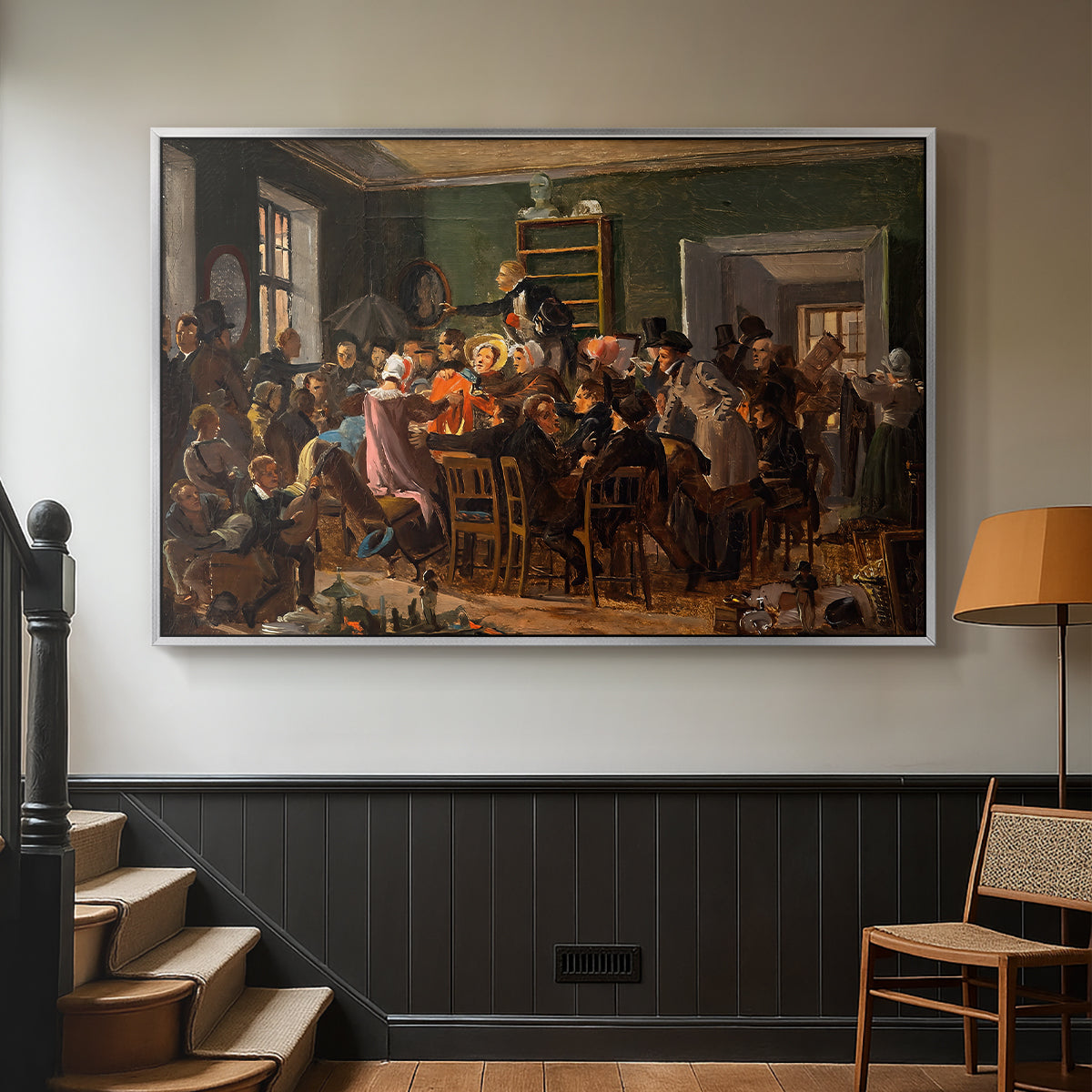 An Auction Scene, 1835 - Floater Framed Canvas Print