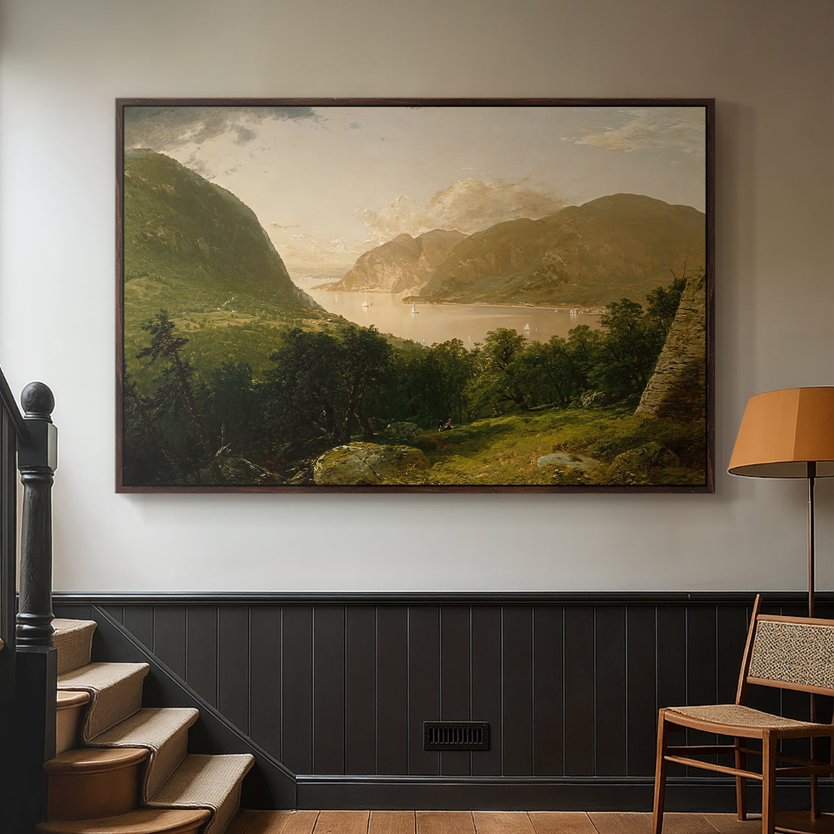 Hudson River Scene, 1857 - Floater Framed Canvas Print