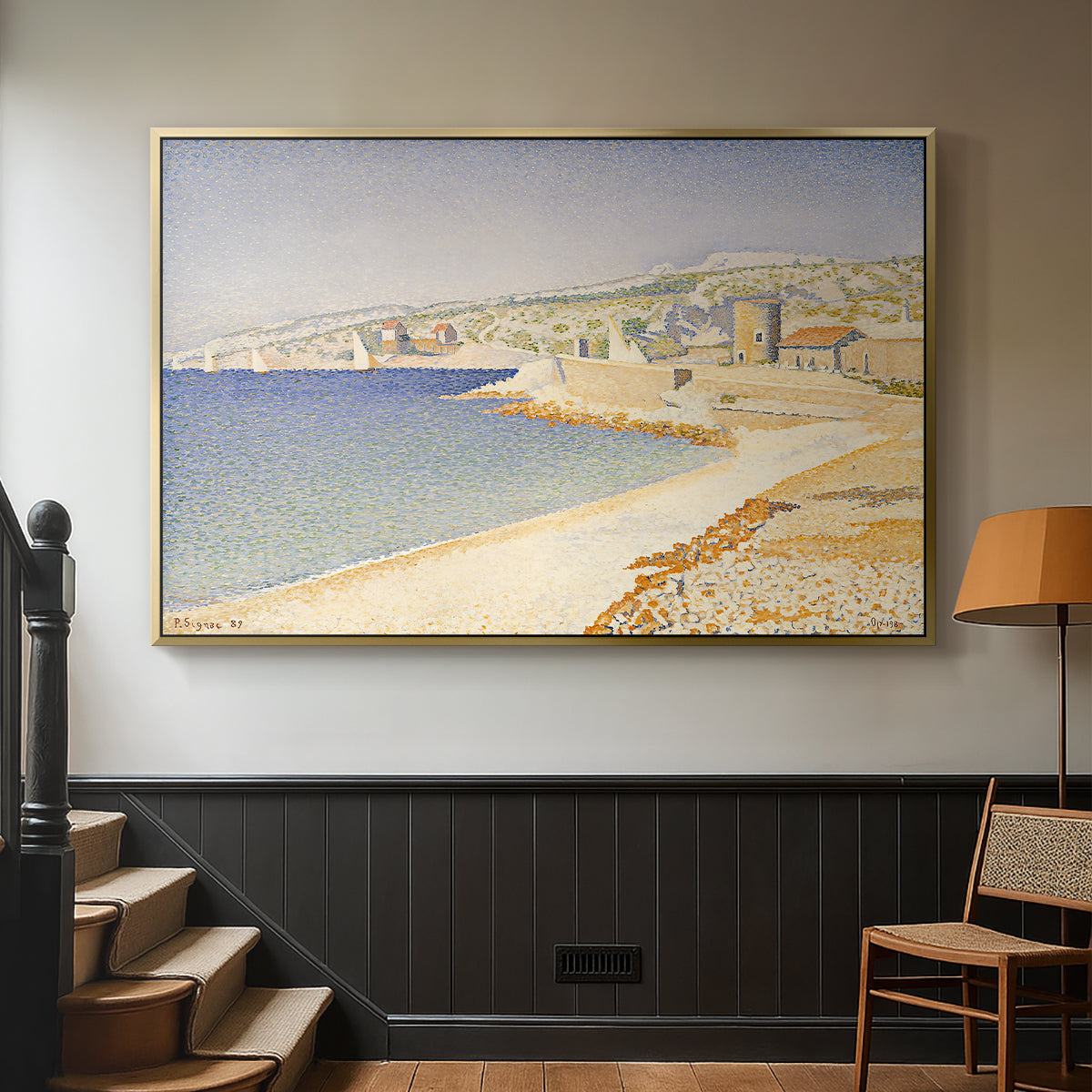 The Jetty at Cassis, Opus 198, 1889 - Floater Framed Canvas Print