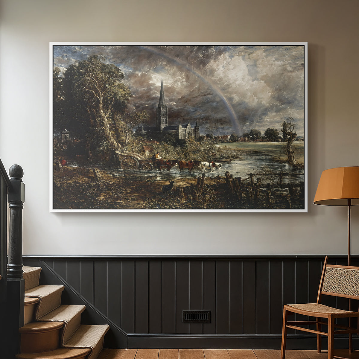 Salisbury Cathedral from the Meadows (Detail), 1831 - Floater Framed Canvas Print