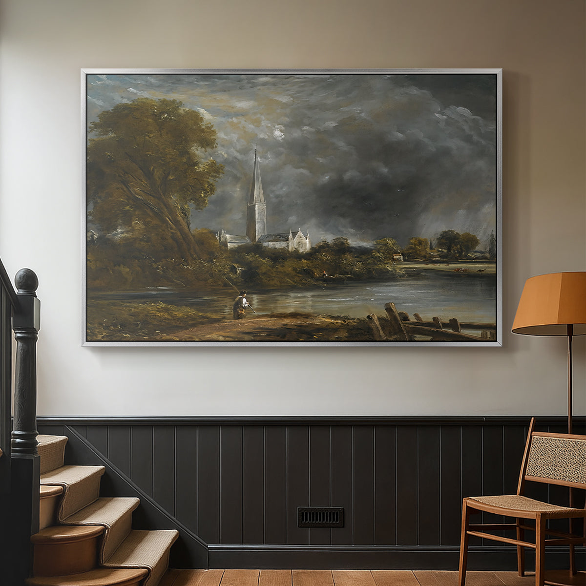 Salisbury Cathedral from the Meadows, c. 1831 - Floater Framed Canvas Print