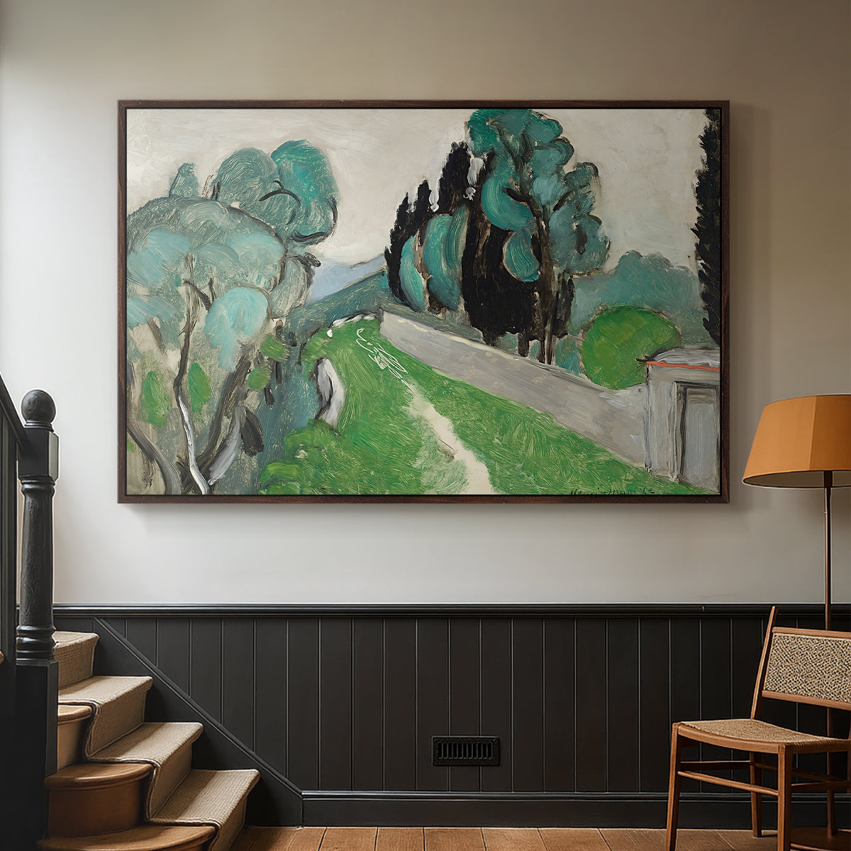 Landscape with Cypresses and Olive Trees near Nice, c. 1918 - Floater Framed Canvas Print